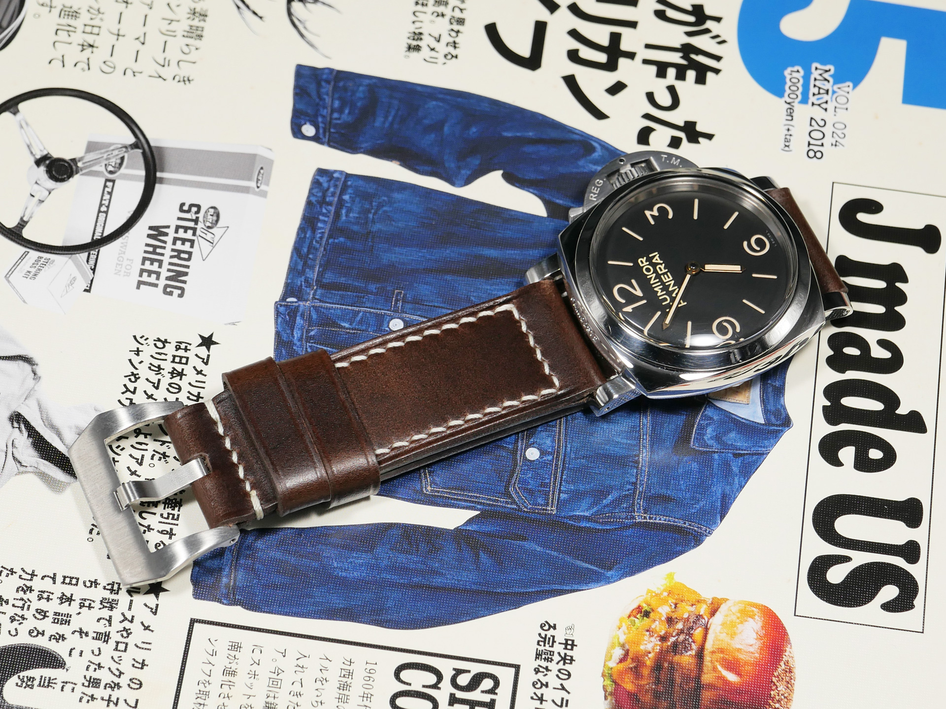 Authentic OEM Style Panerai Strap in Dark Brown for 47mm Luminor