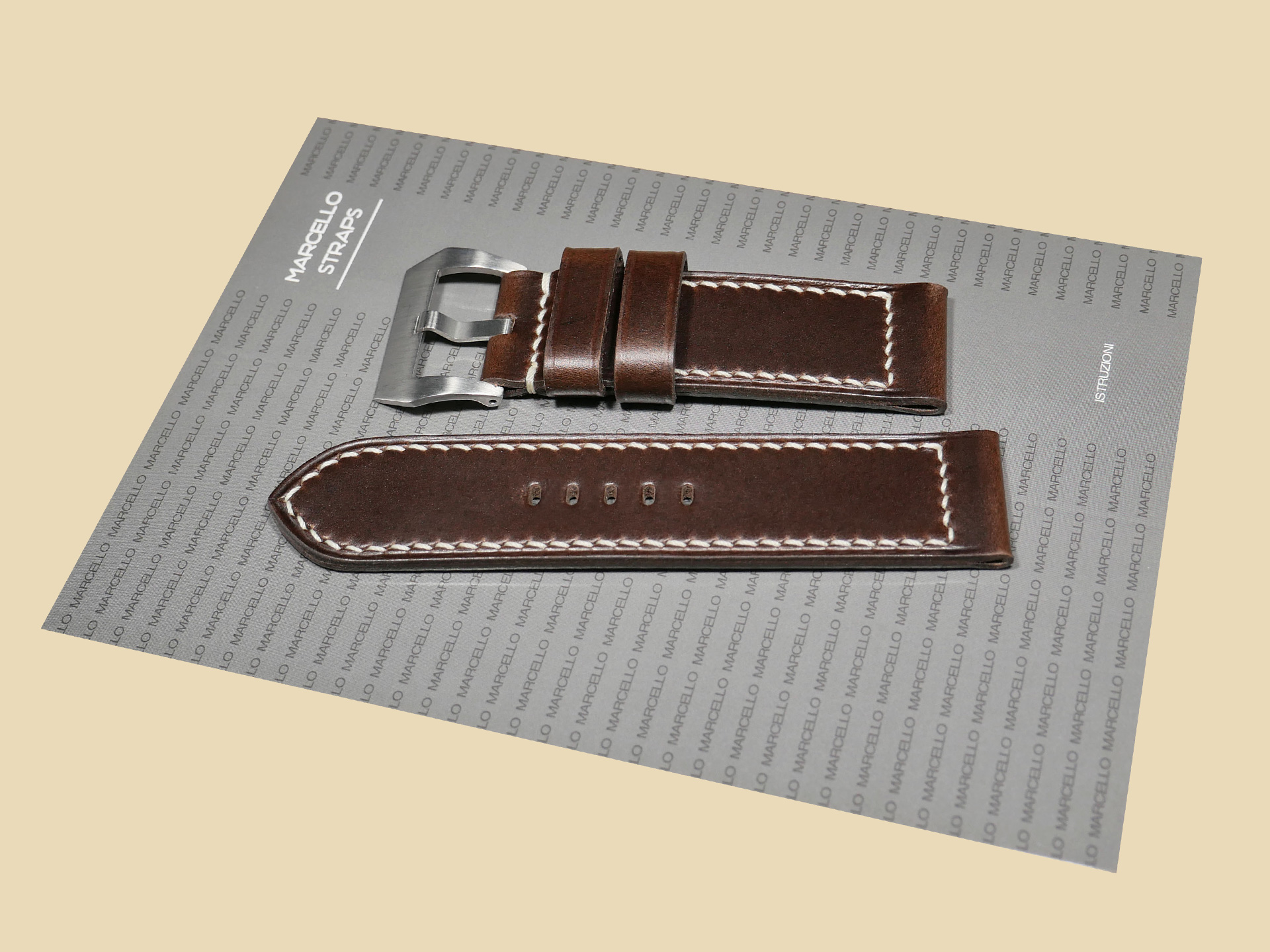 Semi-gloss OEM Style Panerai Strap in Dark Brown for 47mm Panerai Luminor