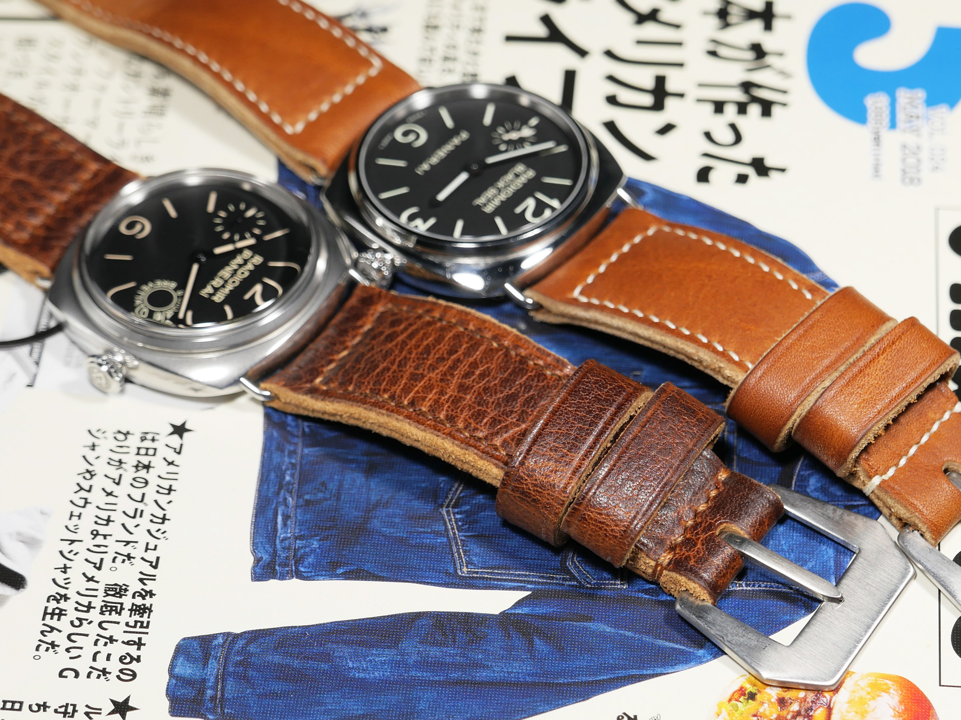 Fixed and floating keepers on thick Panerai Radiomir strap for PAM00992