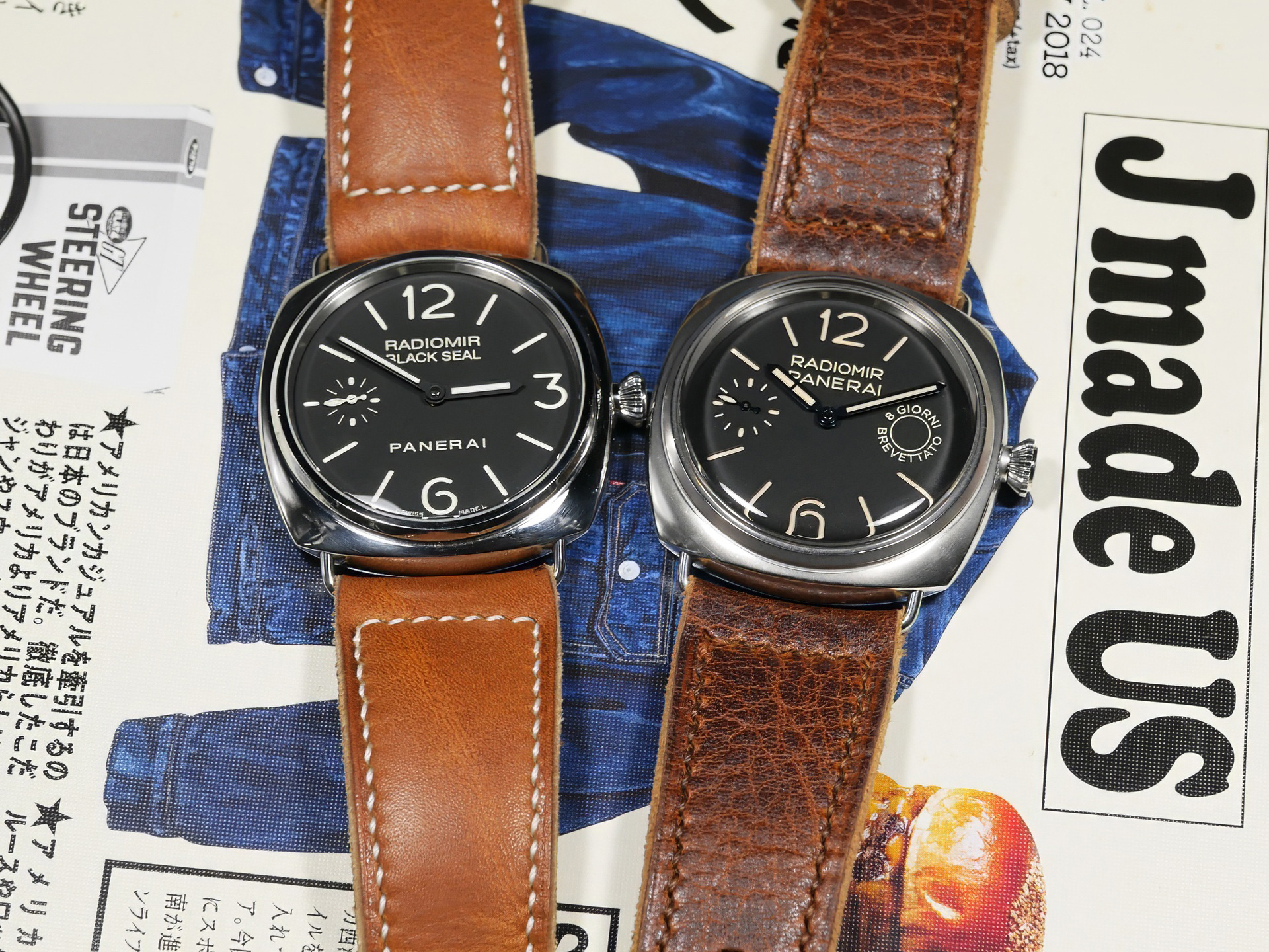 PAM00992 with light brown stitched thick Panerai Radiomir strap