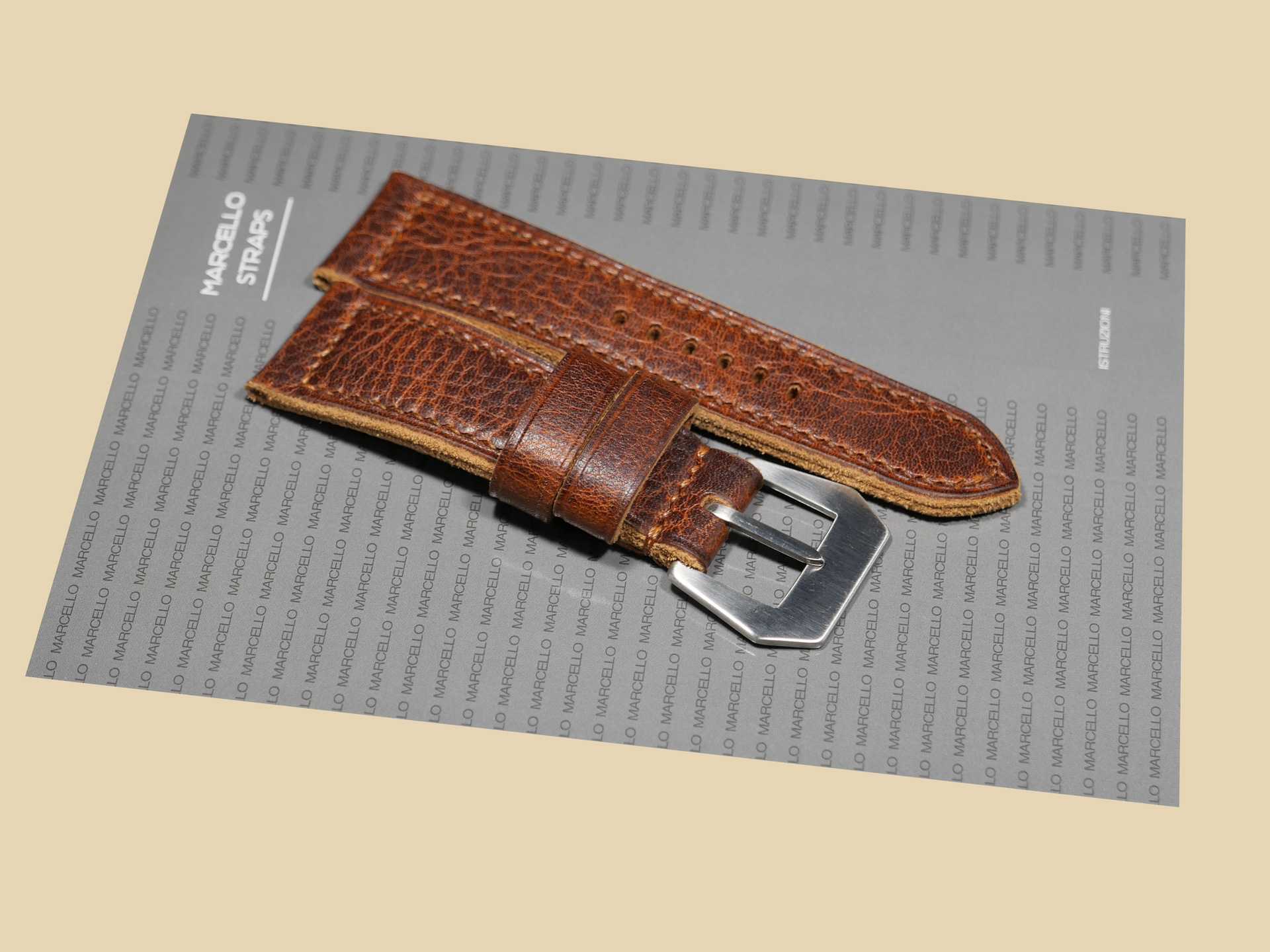 Thick Panerai Radiomir strap detail on PAM00992 wristwatch