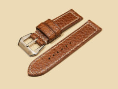 Custom Thick Brown Panerai Strap 44mm with engraved buckle