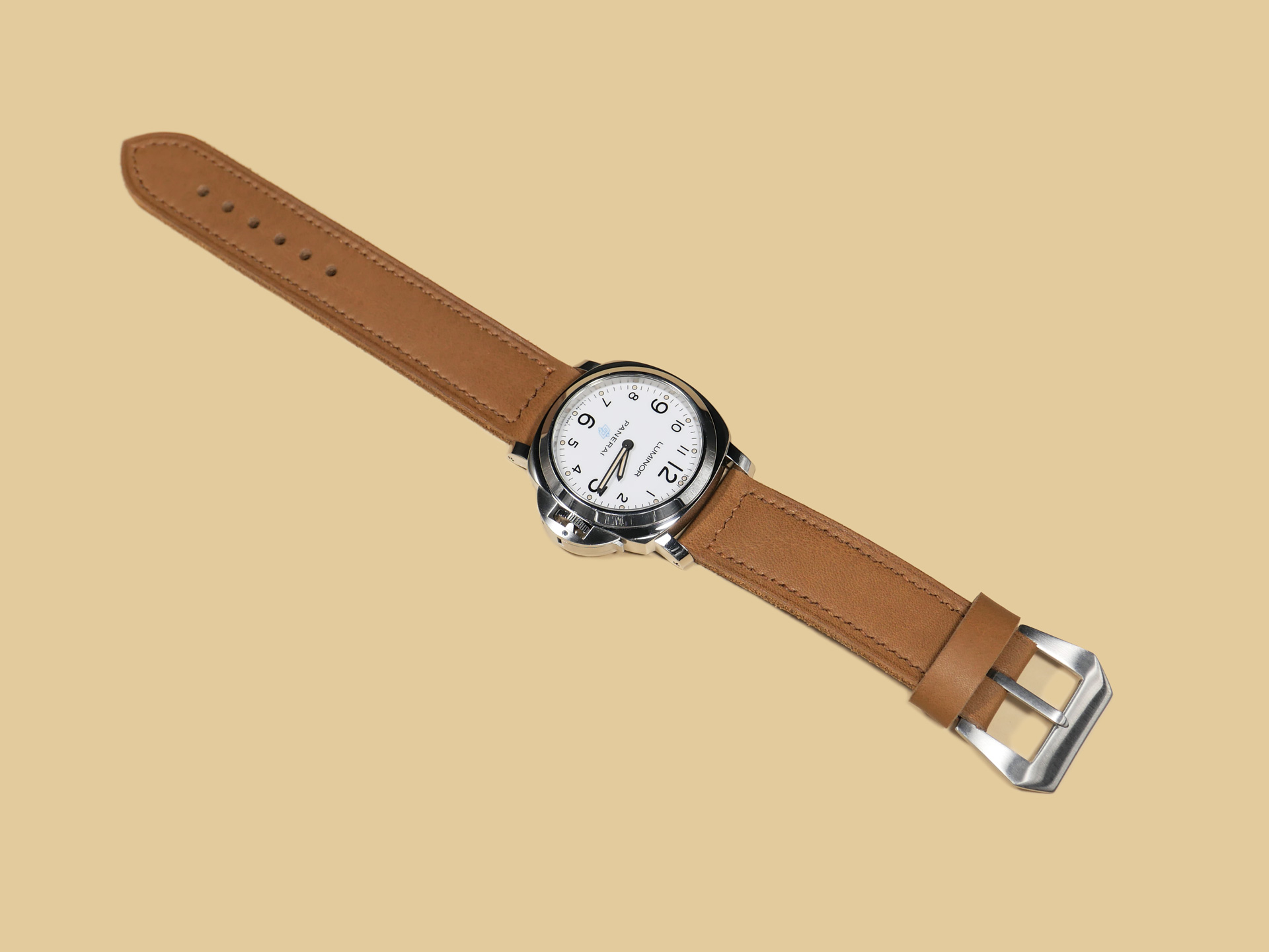 Hand-stitched vintage Pre-V style Panerai strap with secure buckle