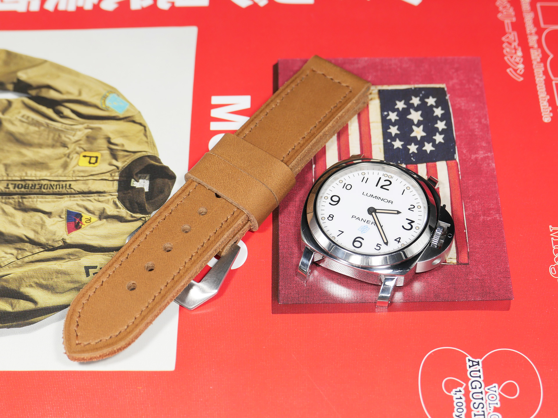 Vintage handmade Panerai strap with classic Pre-V design and steel buckle