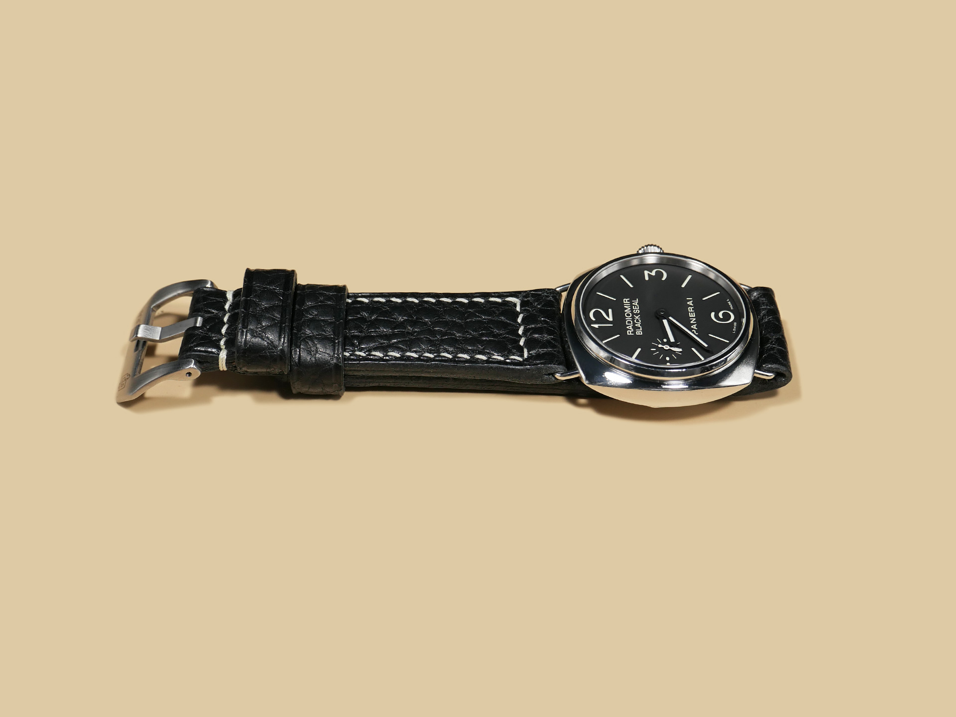 Soft Black Panerai Radiomir Strap on PAM00183 with Minimalist Design