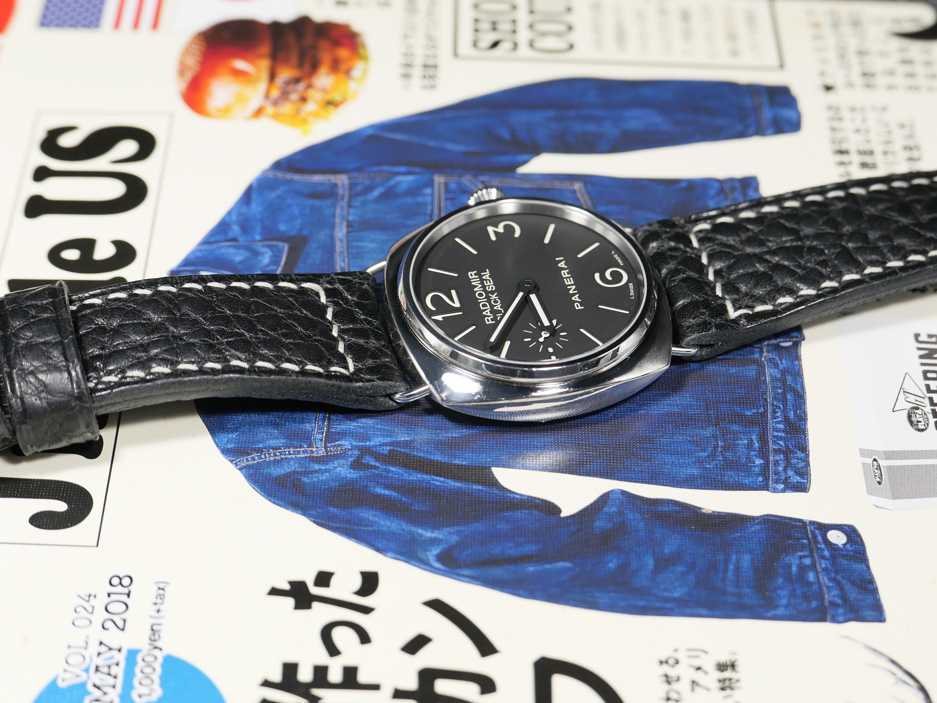 Soft Black Panerai Radiomir Strap with Vintage Appeal on PAM00183