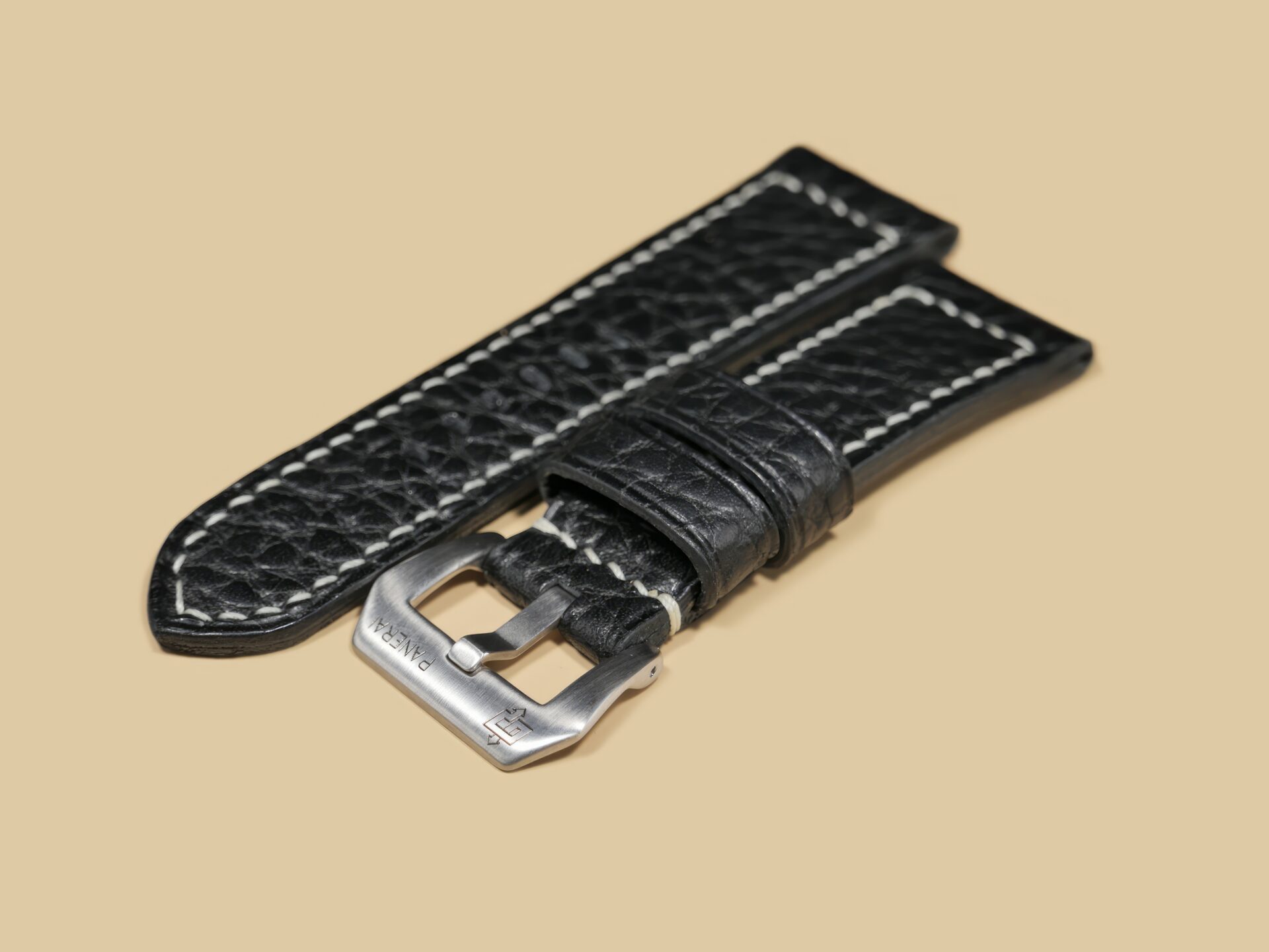 Close-up of Soft Black Panerai Radiomir Strap on PAM00183