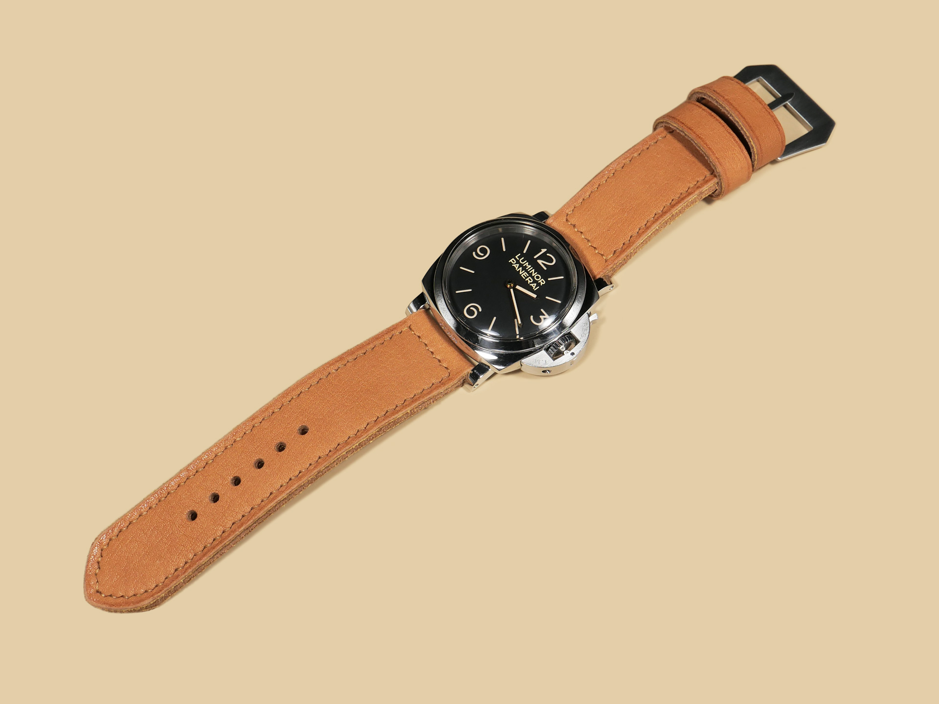 Handcrafted Thick Orange Panerai strap for 47mm Panerai watches in a watch collection