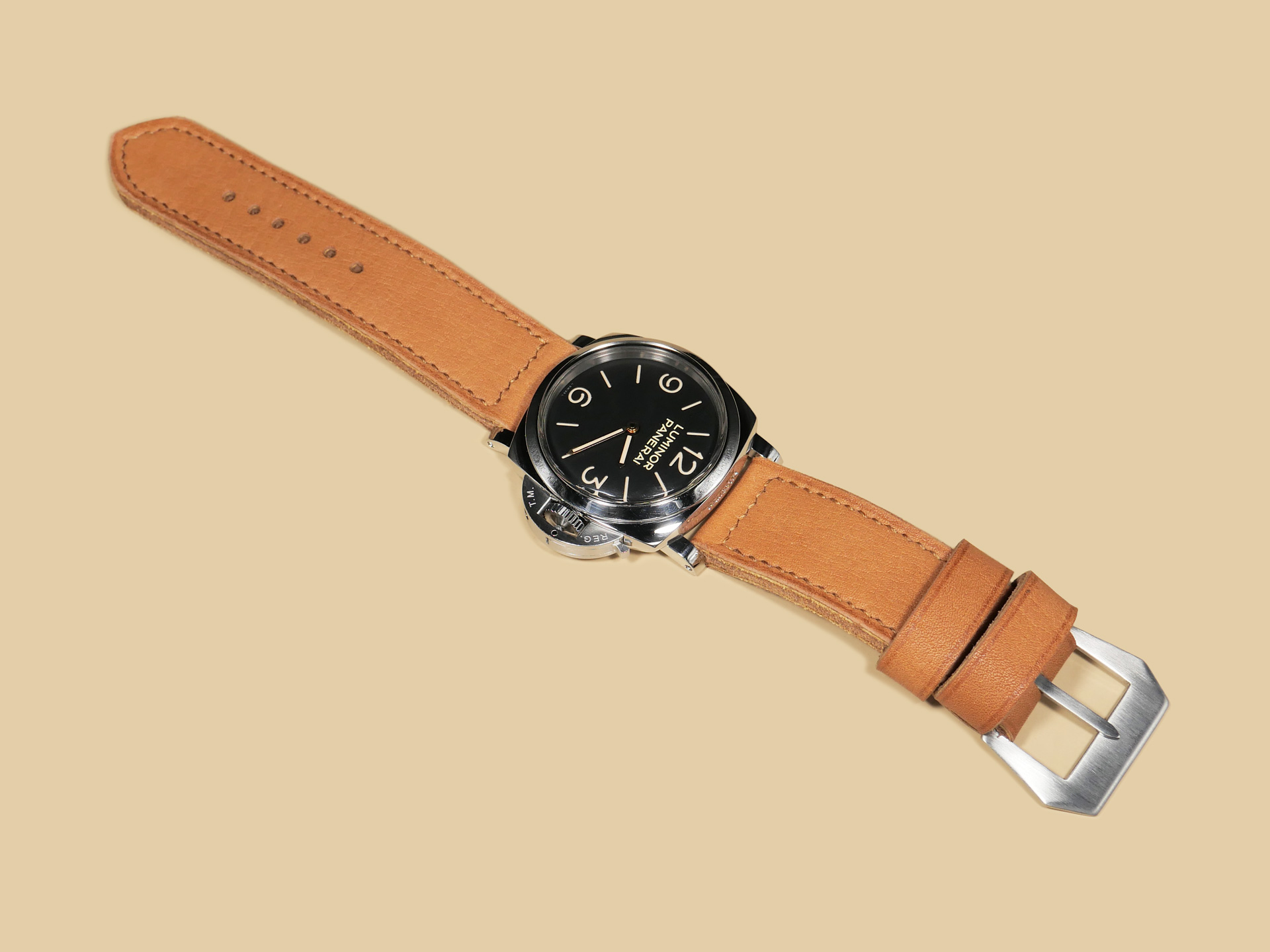 Durable Thick Orange Panerai strap for 47mm Panerai watches with a suede-like finish