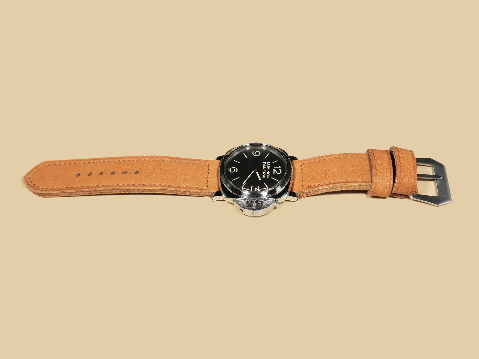 Luxury watch accessory: Thick Orange Panerai strap for 47mm Panerai watches