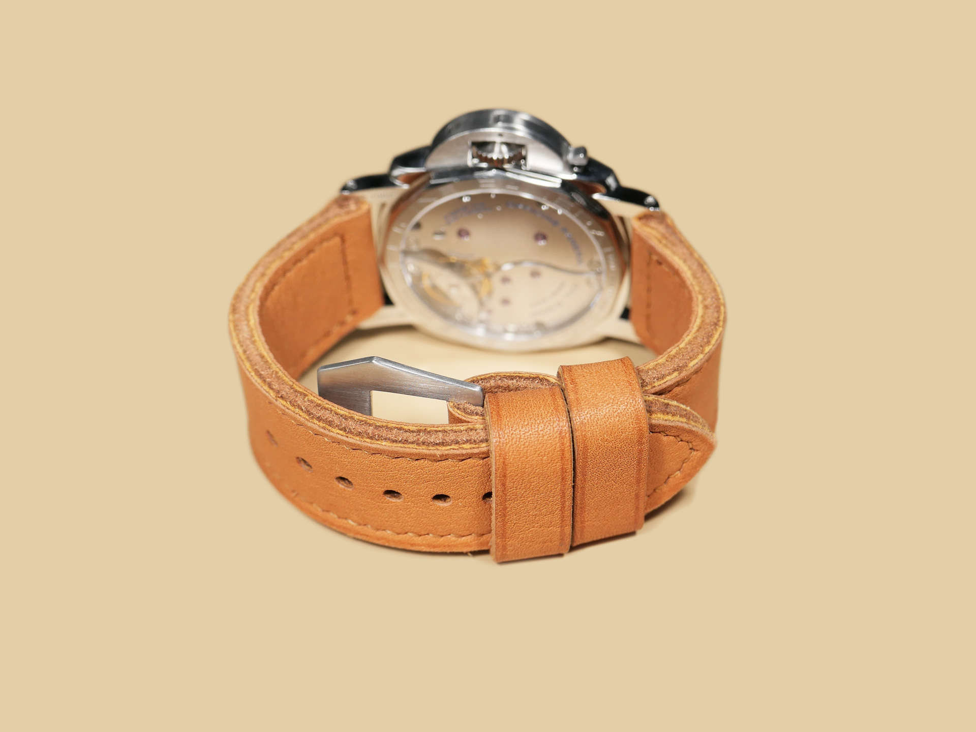 Stylish Thick Orange Panerai strap for 47mm Panerai watches complementing various dial colors