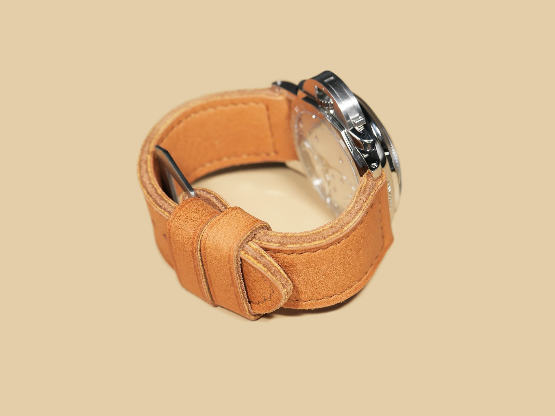 Thick Orange Panerai strap for 47mm Panerai watches with a slightly glossy finish