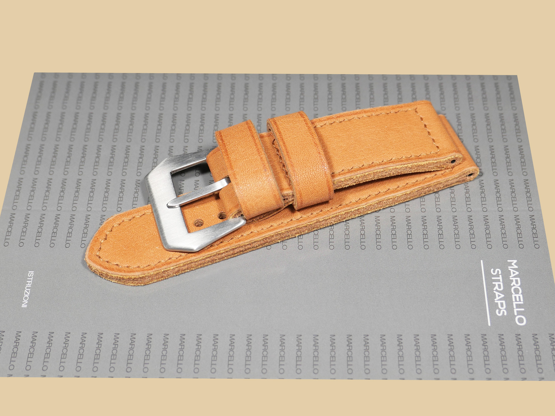 Soft and pliable Thick Orange Panerai strap for 47mm Panerai watches with floating keeper