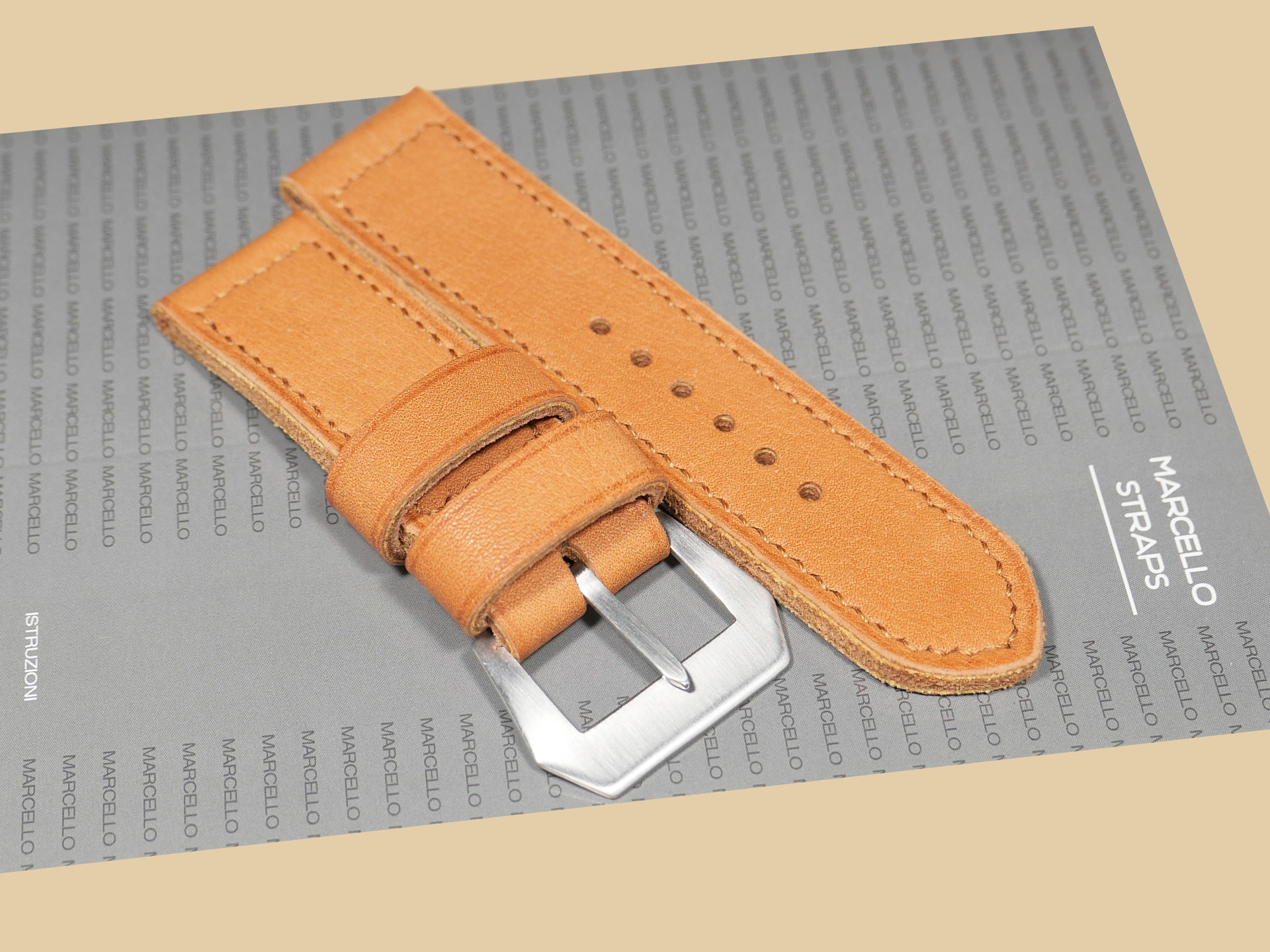 Vibrant Thick Orange Panerai strap for 47mm Panerai watches paired with PAM00372