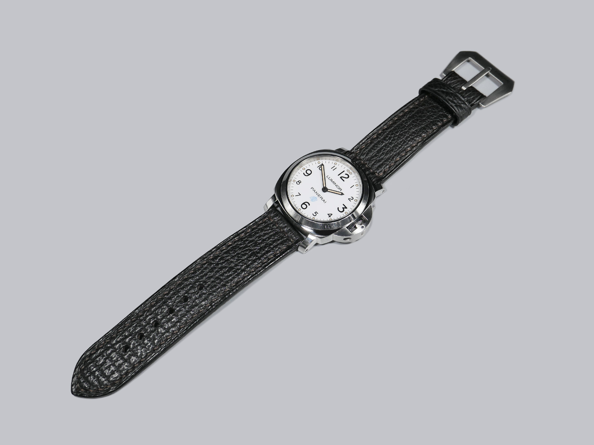 Panerai strap made of genuine black shark leather.