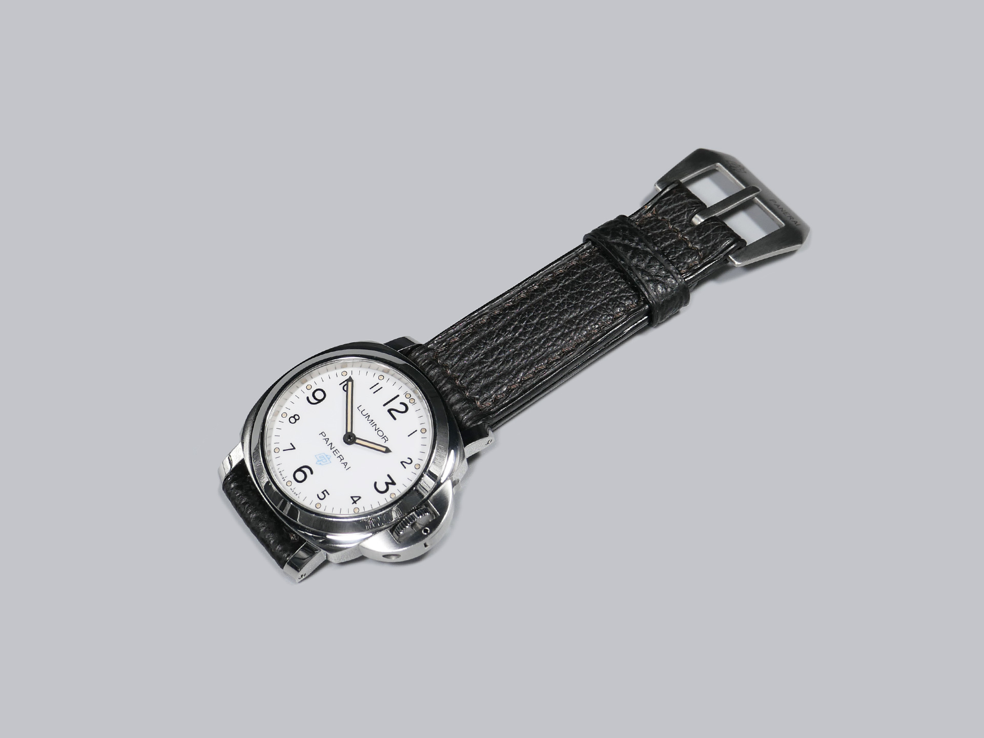 Close-up of the rugged grain on a Panerai shark strap.