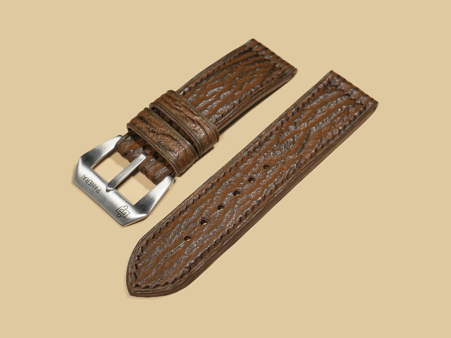 Brown Panerai Shark Strap on luxury watch