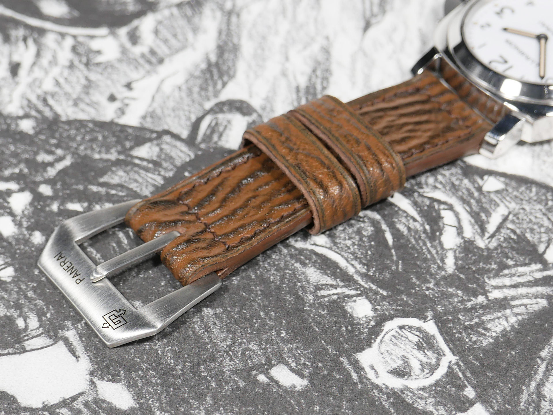 Luxury Brown Panerai Shark Strap in natural light