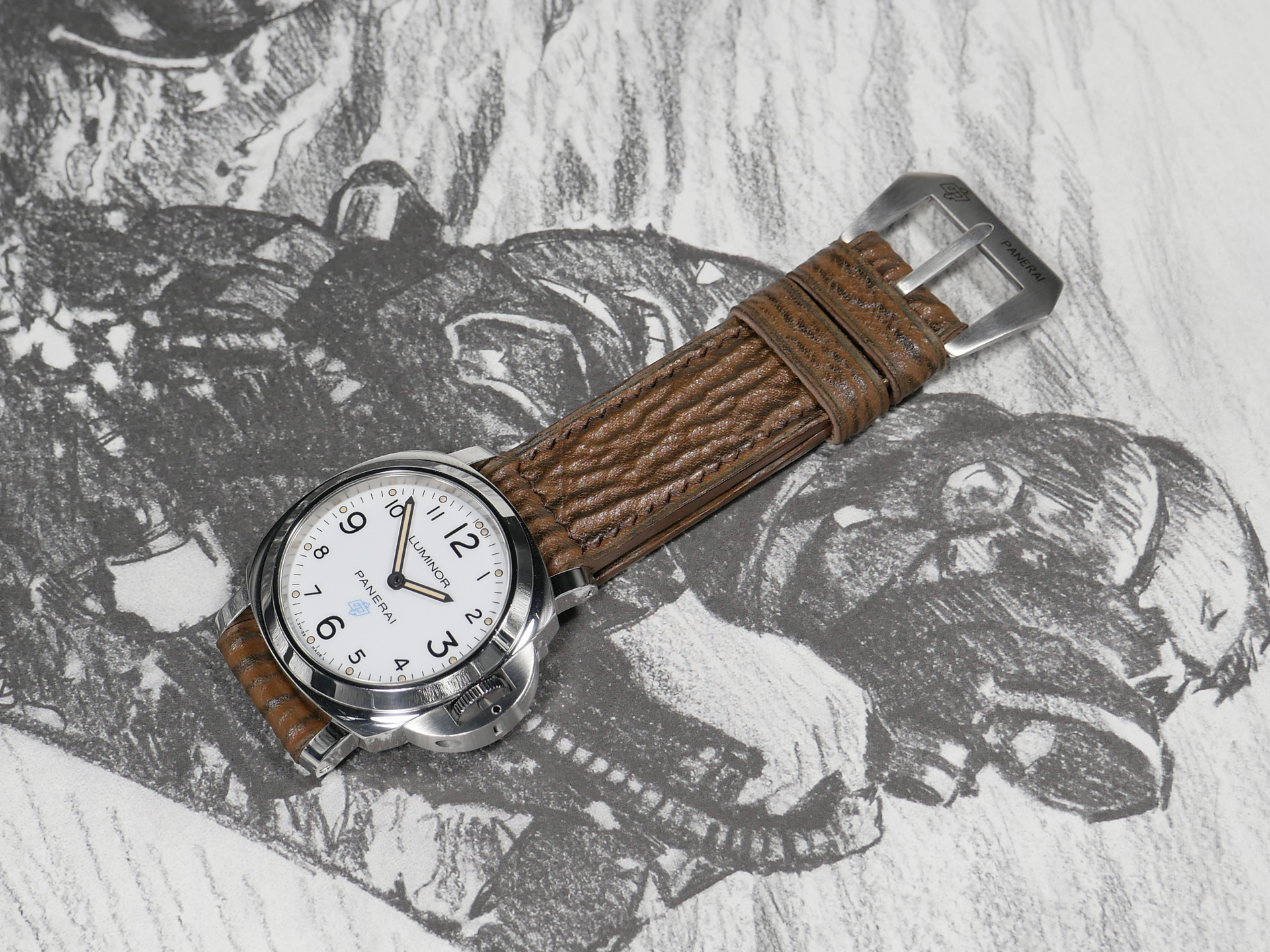 Close-up of Brown Panerai Shark Strap texture