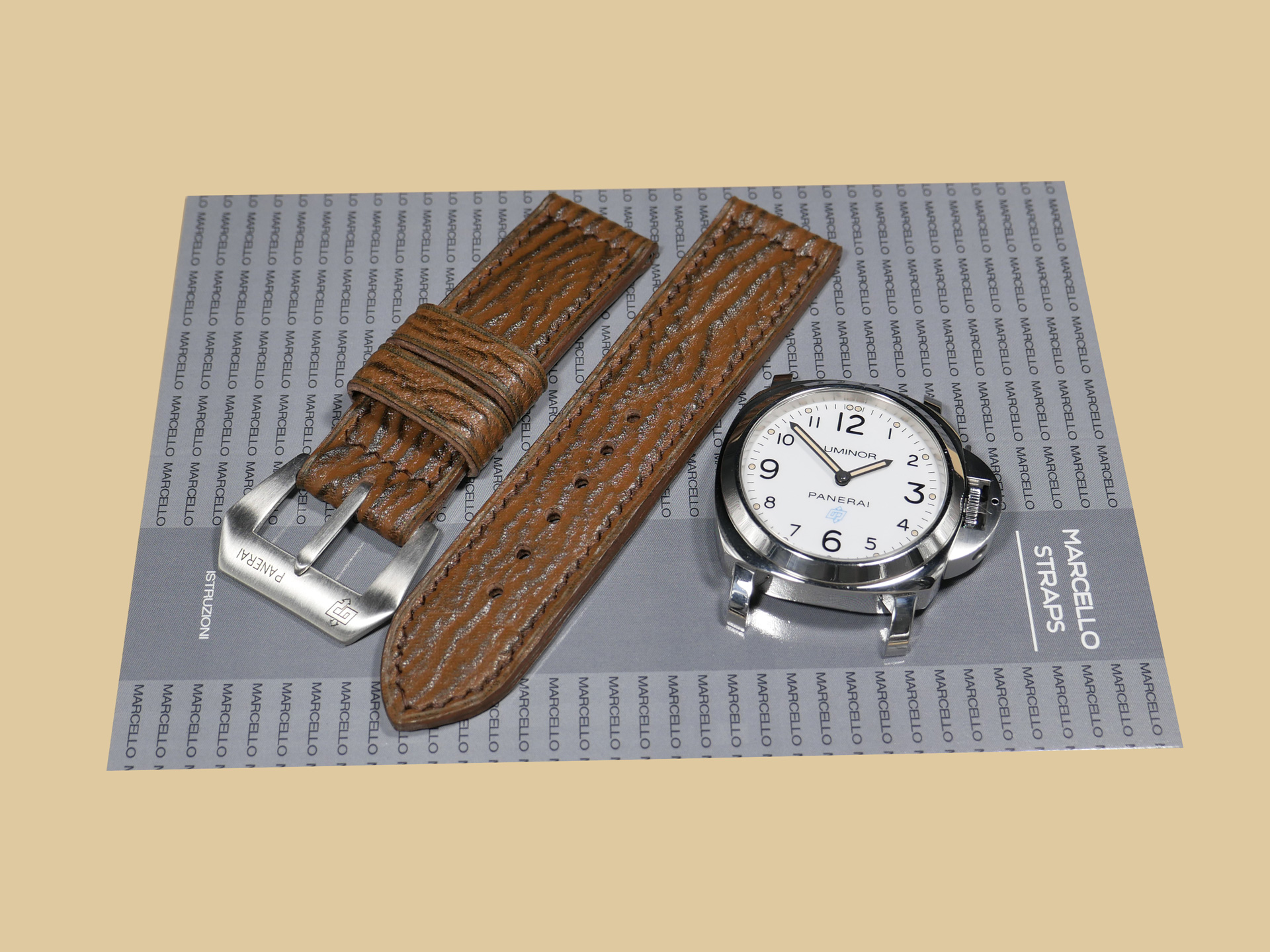 Panerai watch with Brown Panerai Shark Strap