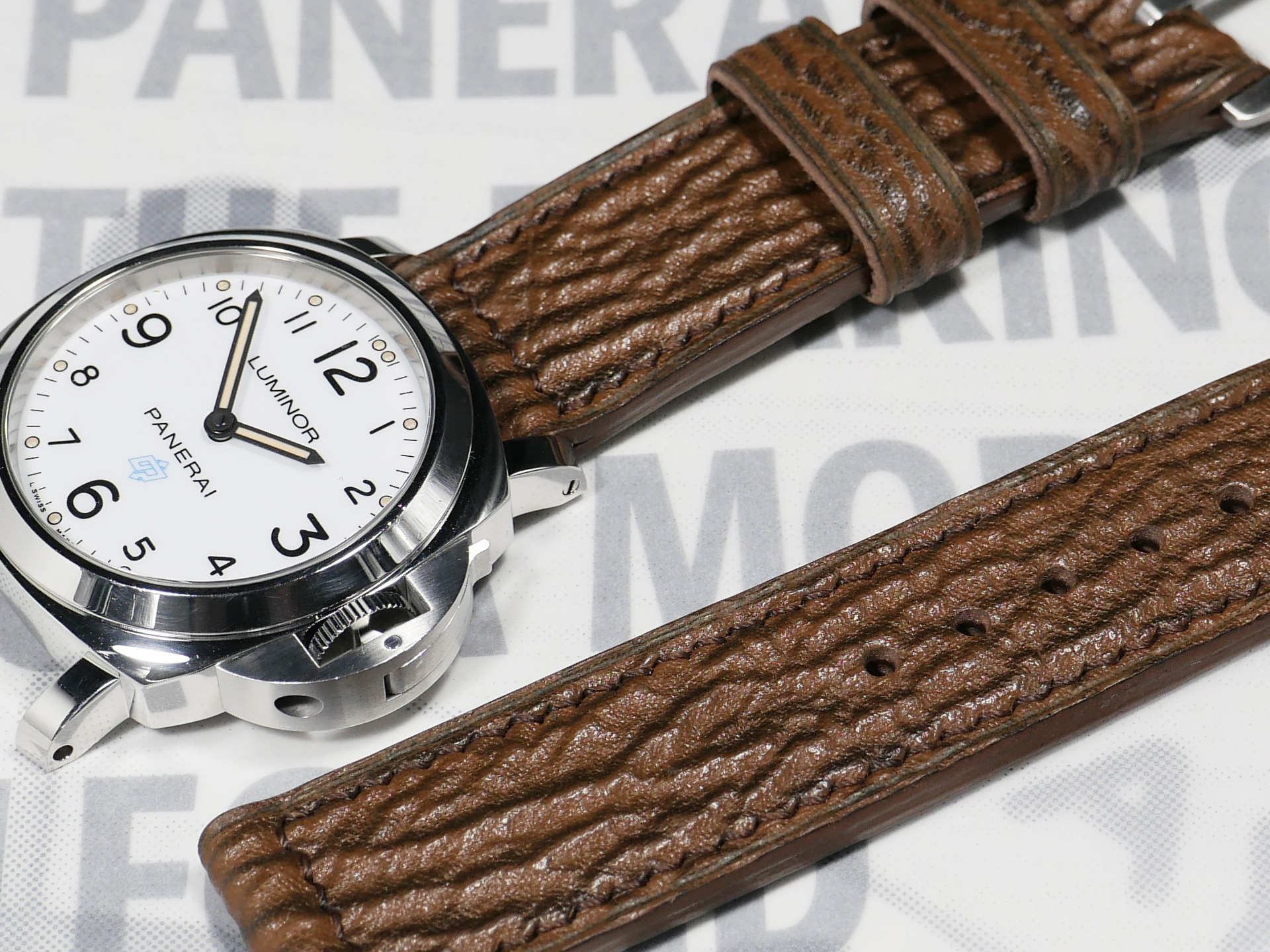 Genuine shark leather Brown Panerai Shark Strap