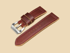 Custom Burgundy Panerai Radiomir Strap on watch display