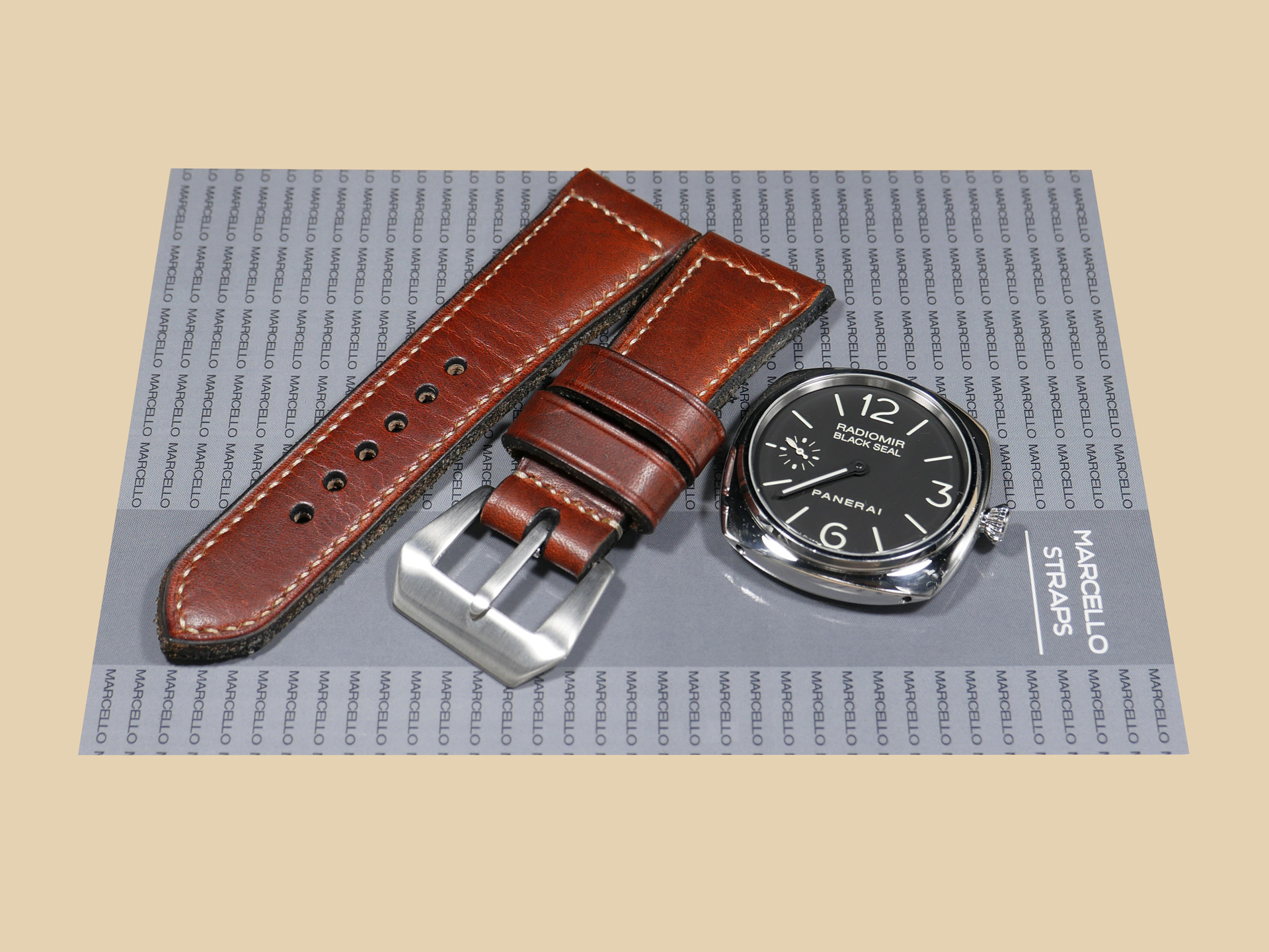 Custom Radiomir strap built for OEM trapezoidal screw buckle