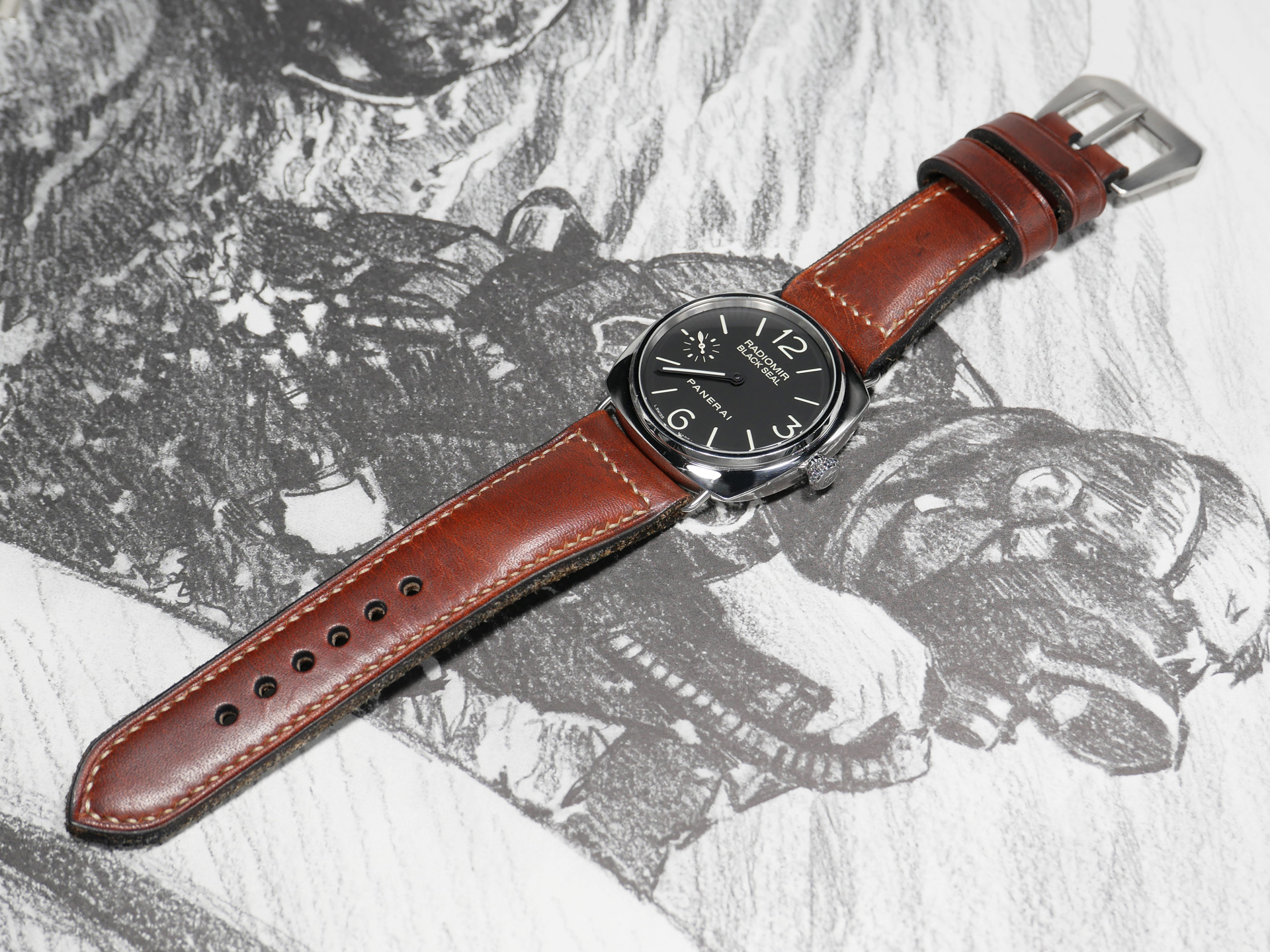 Soft perimeter crease along handcrafted leather strap