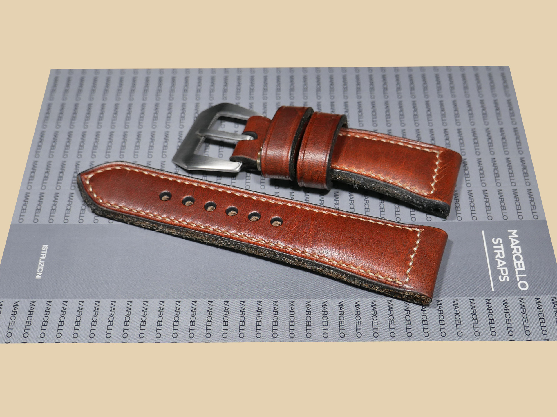 Radiomir strap fitted with sewn steel pin buckle