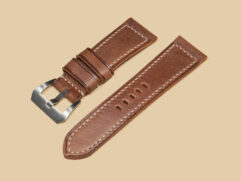 Handmade clay brown Panerai Radiomir strap by Marcello Straps, laid out flat