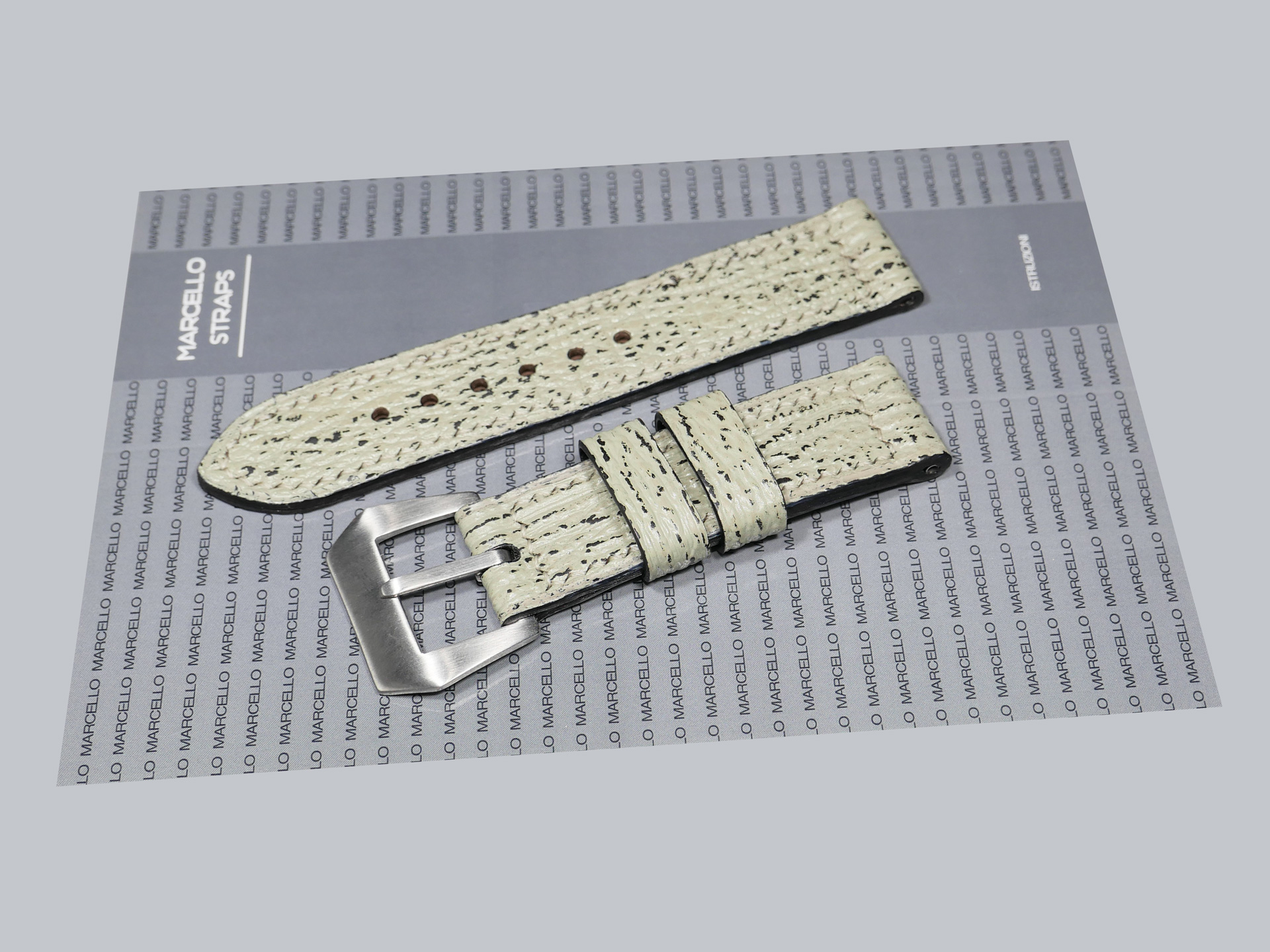 Mint grey shark skin Panerai strap with fixed and floating keepers