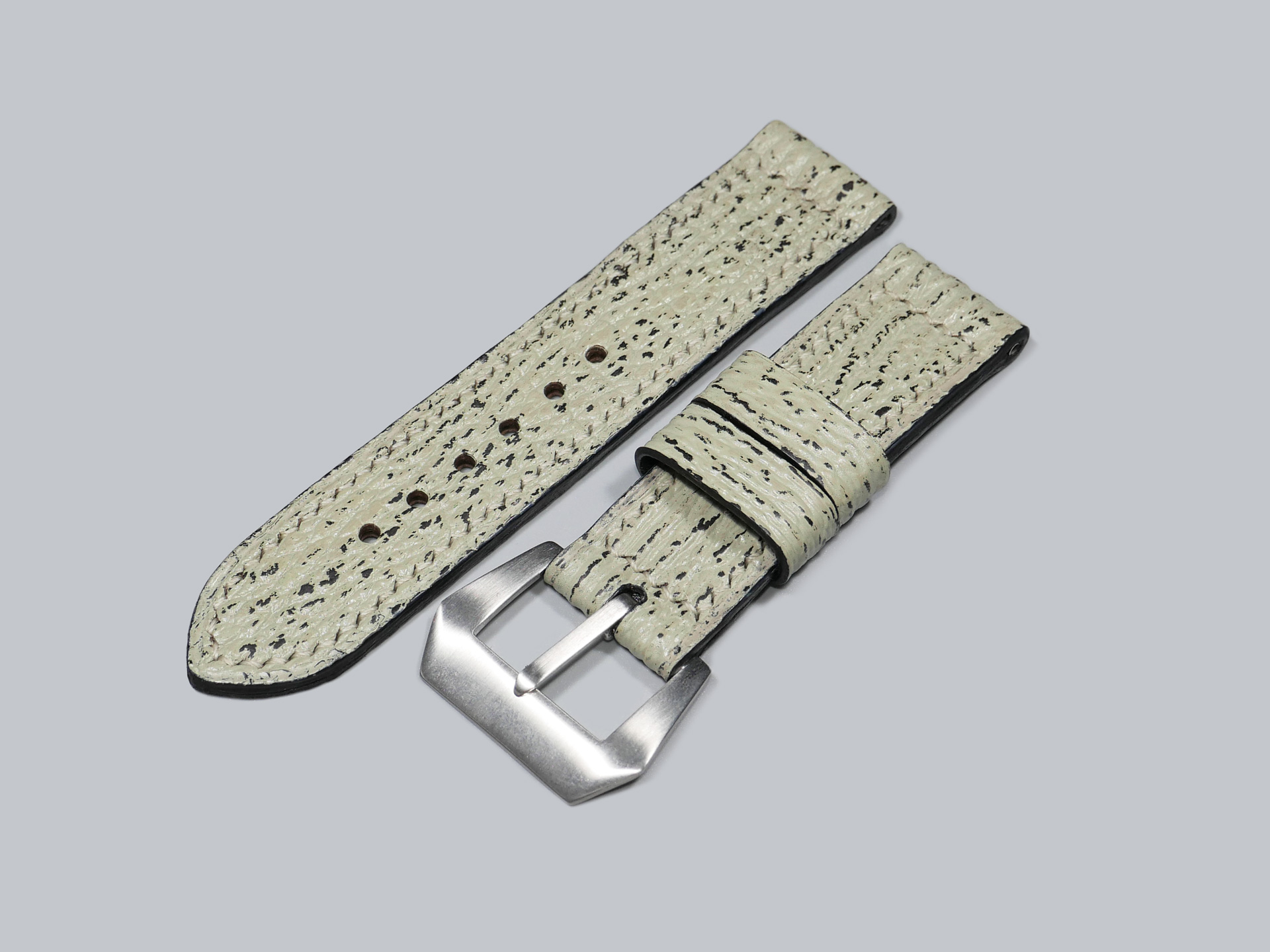 Shark skin Panerai strap in mint grey for 47mm watch