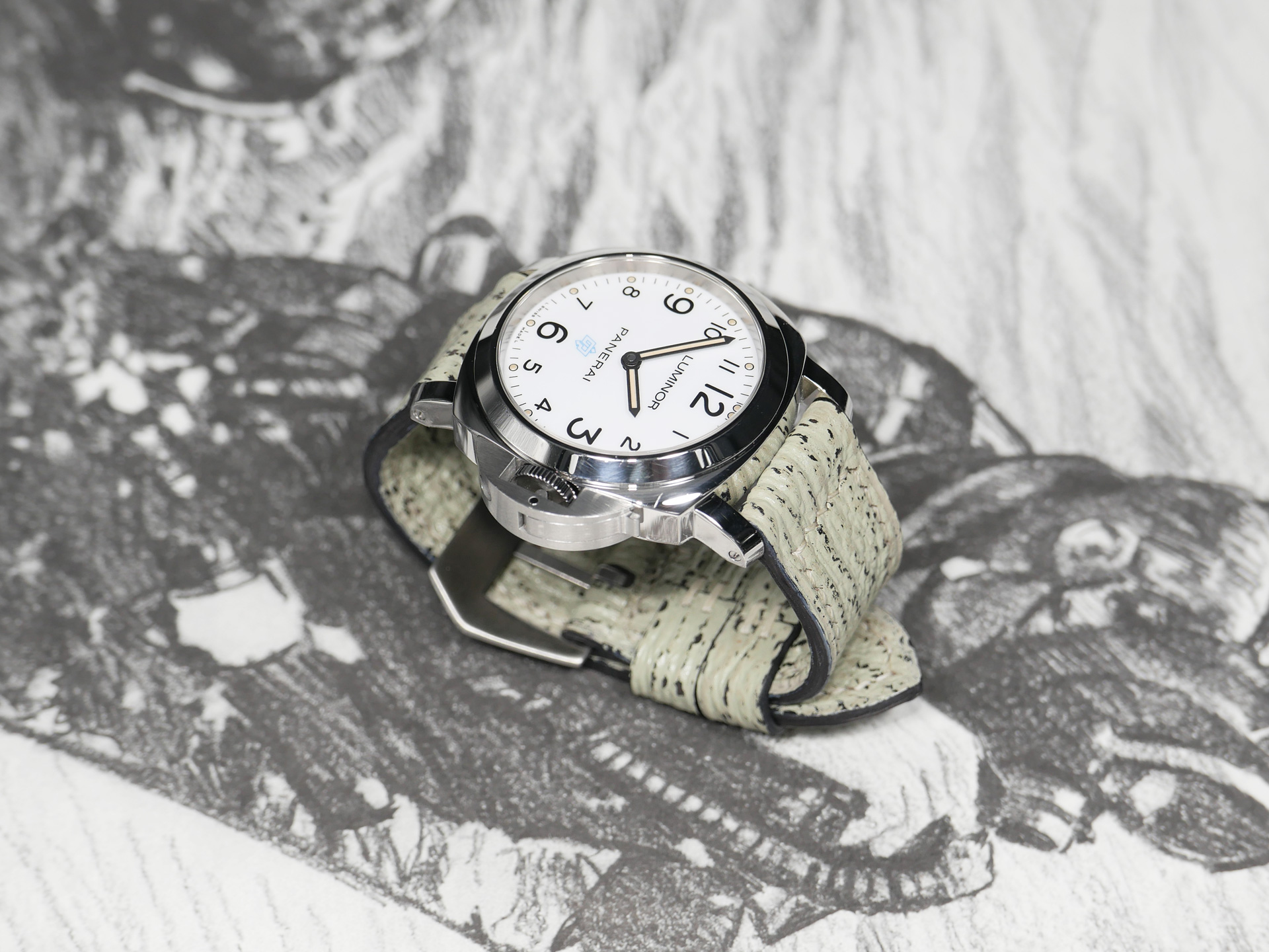 Handcrafted mint grey shark skin strap for Panerai watches