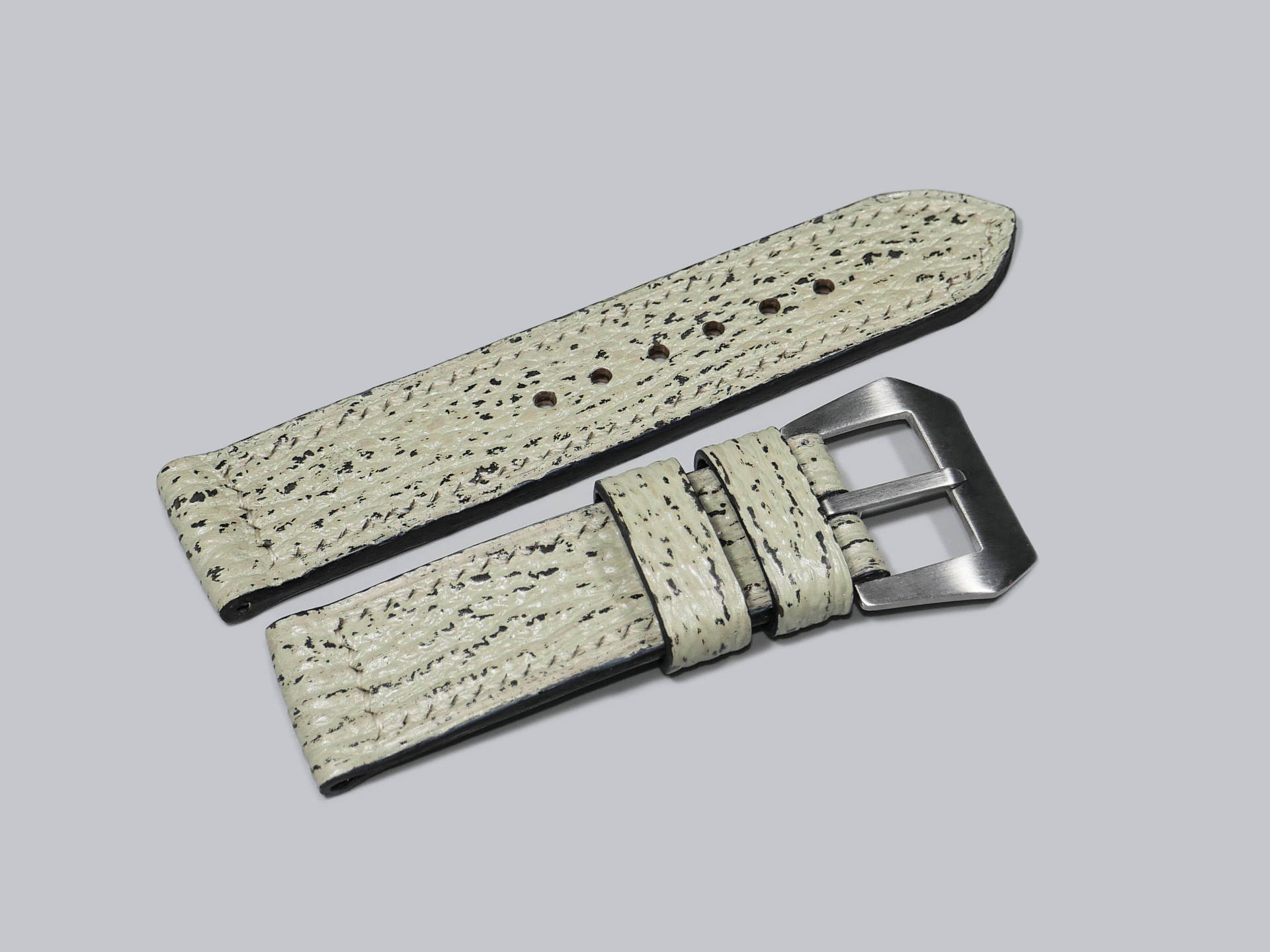 Handmade mint grey shark skin watch strap for Panerai
