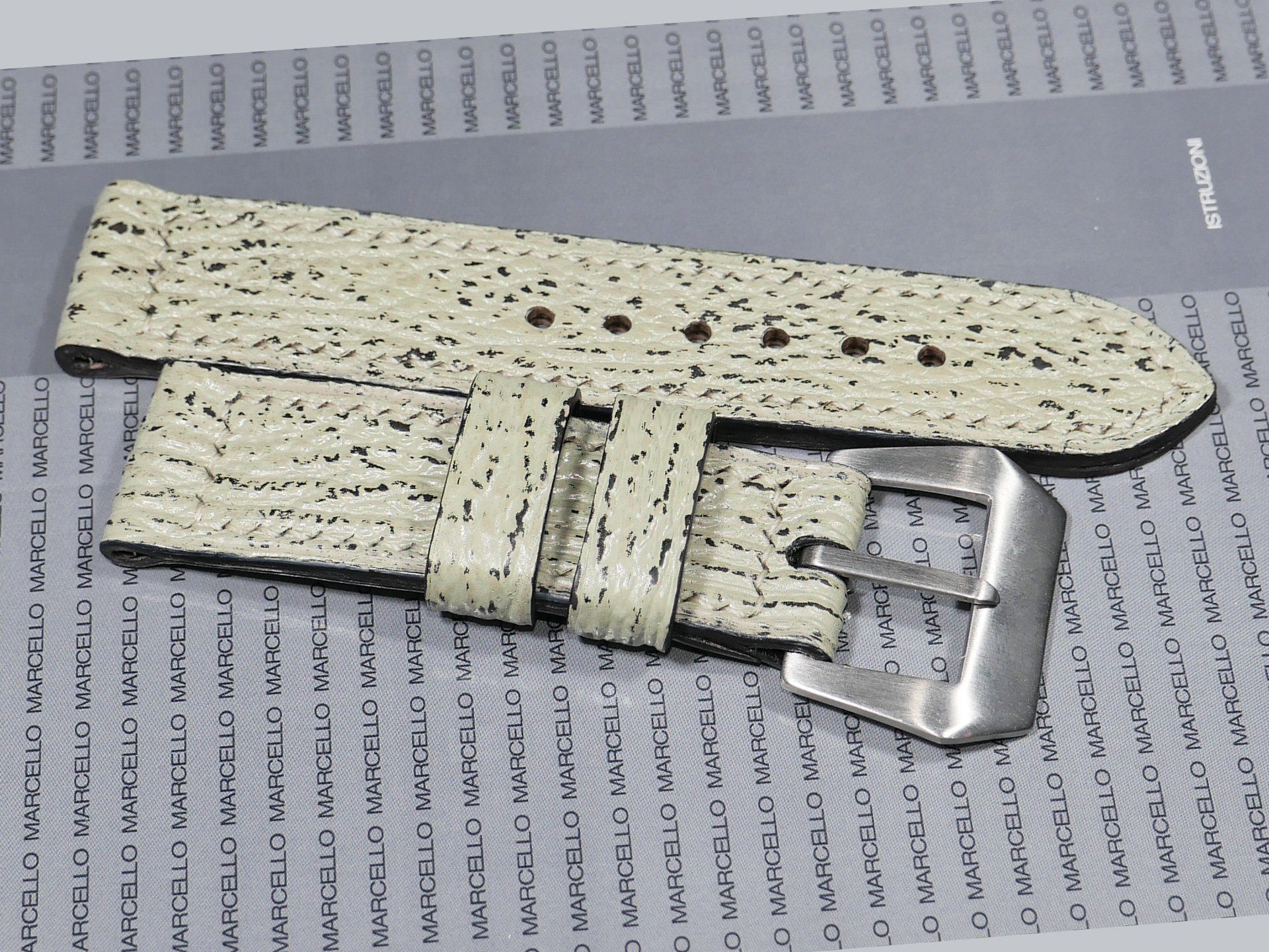 Textured shark skin Panerai strap in mint grey