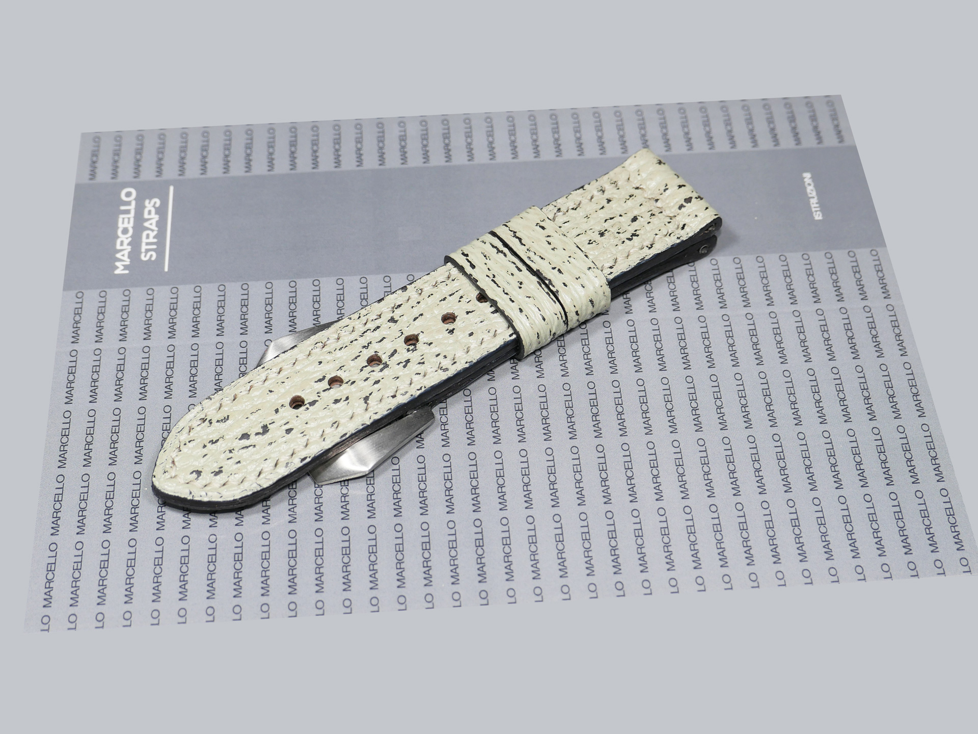 Custom mint grey Panerai strap made from shark leather