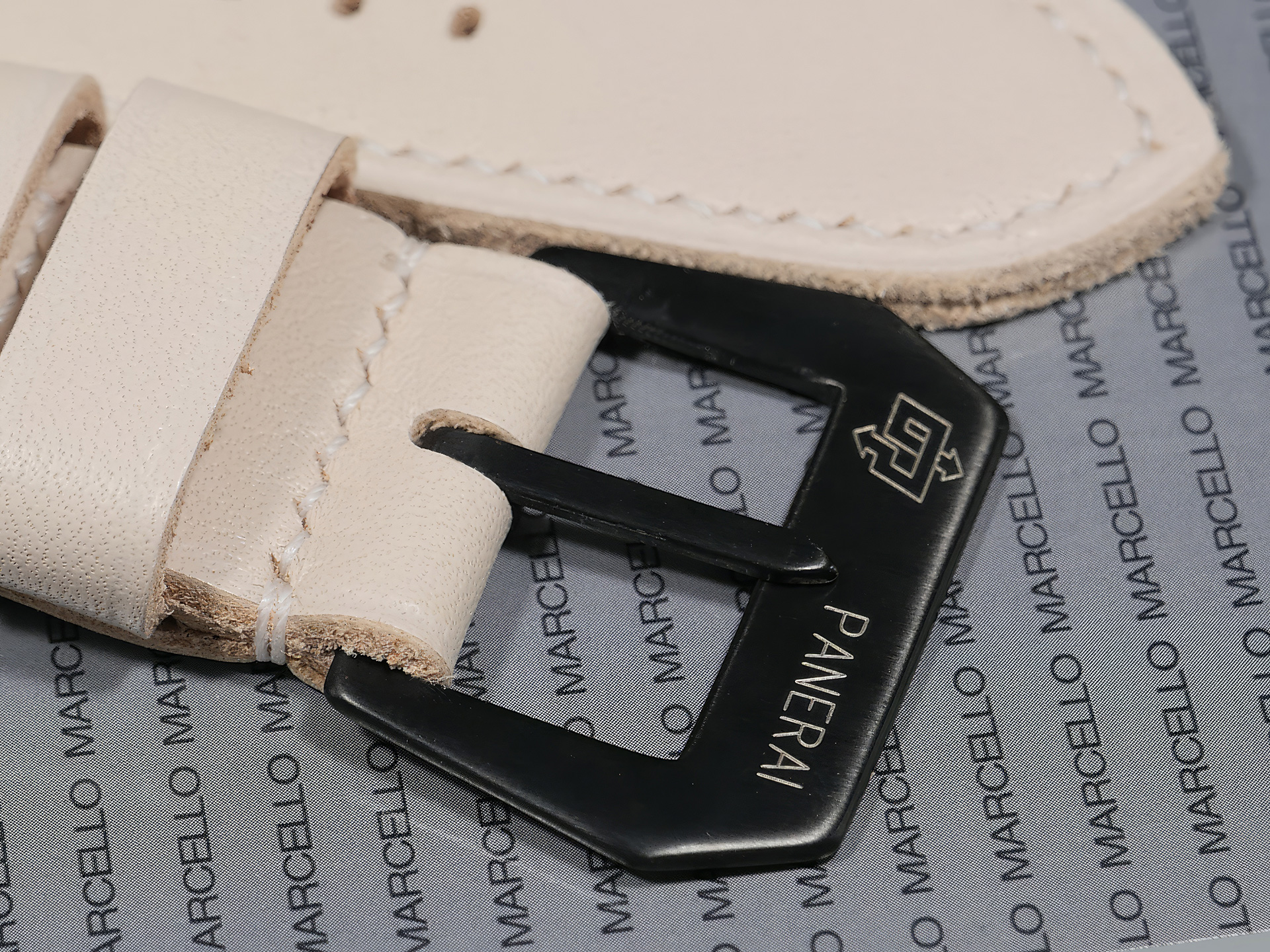 Custom 26mm Panerai strap in soft white leather