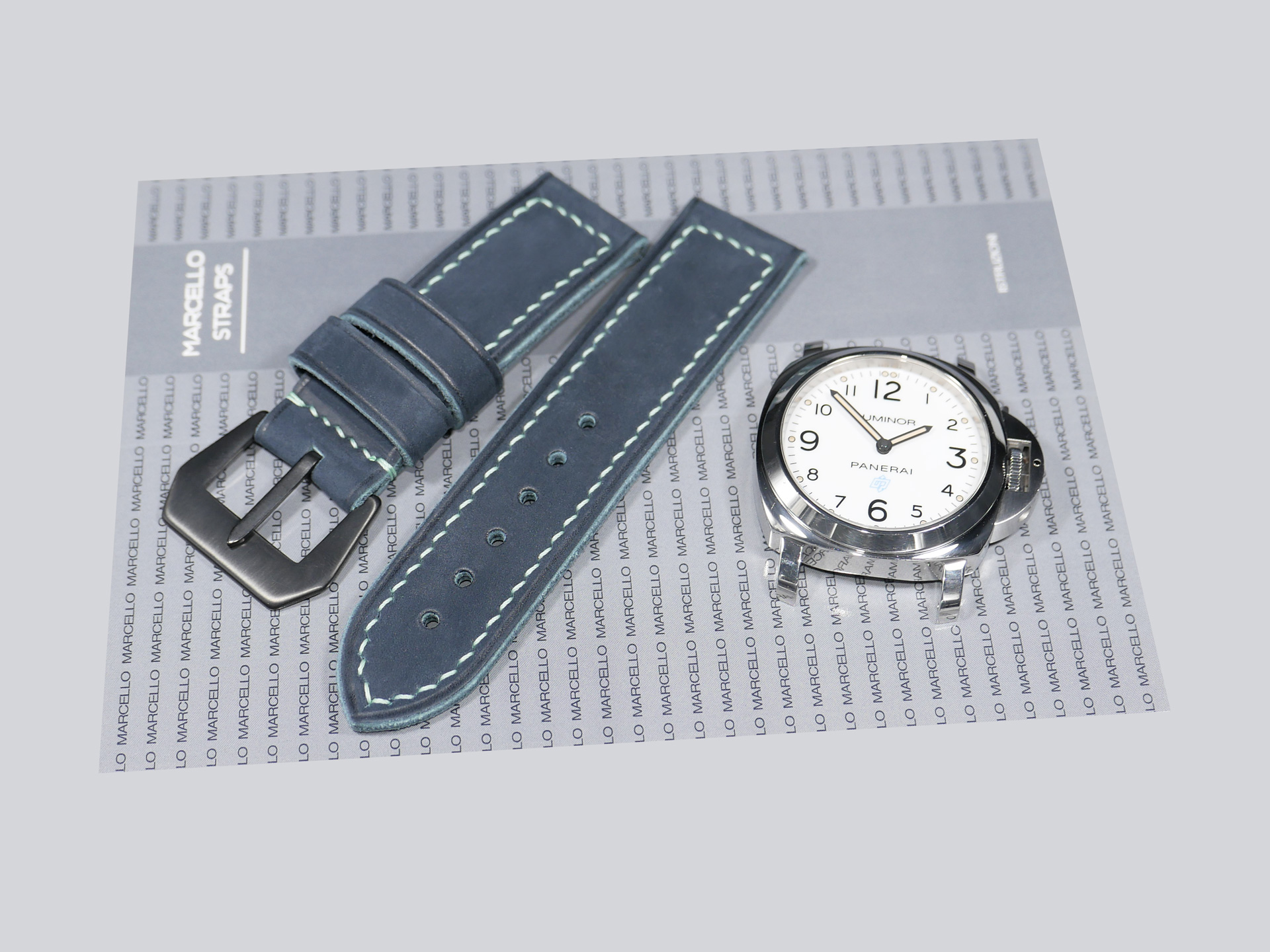 Backside of Suede Blue Panerai Strap Handmade by Marcello Straps