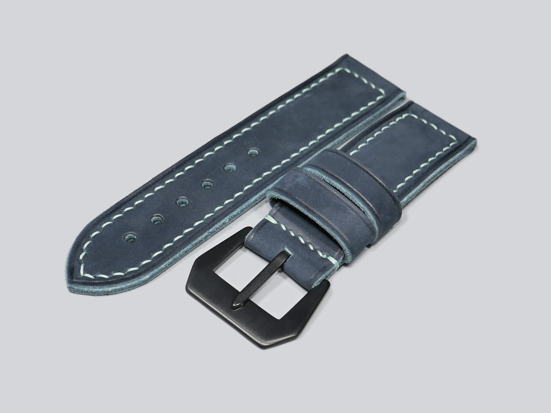 Close-up of Suede Blue Panerai Strap Handmade by Marcello Straps