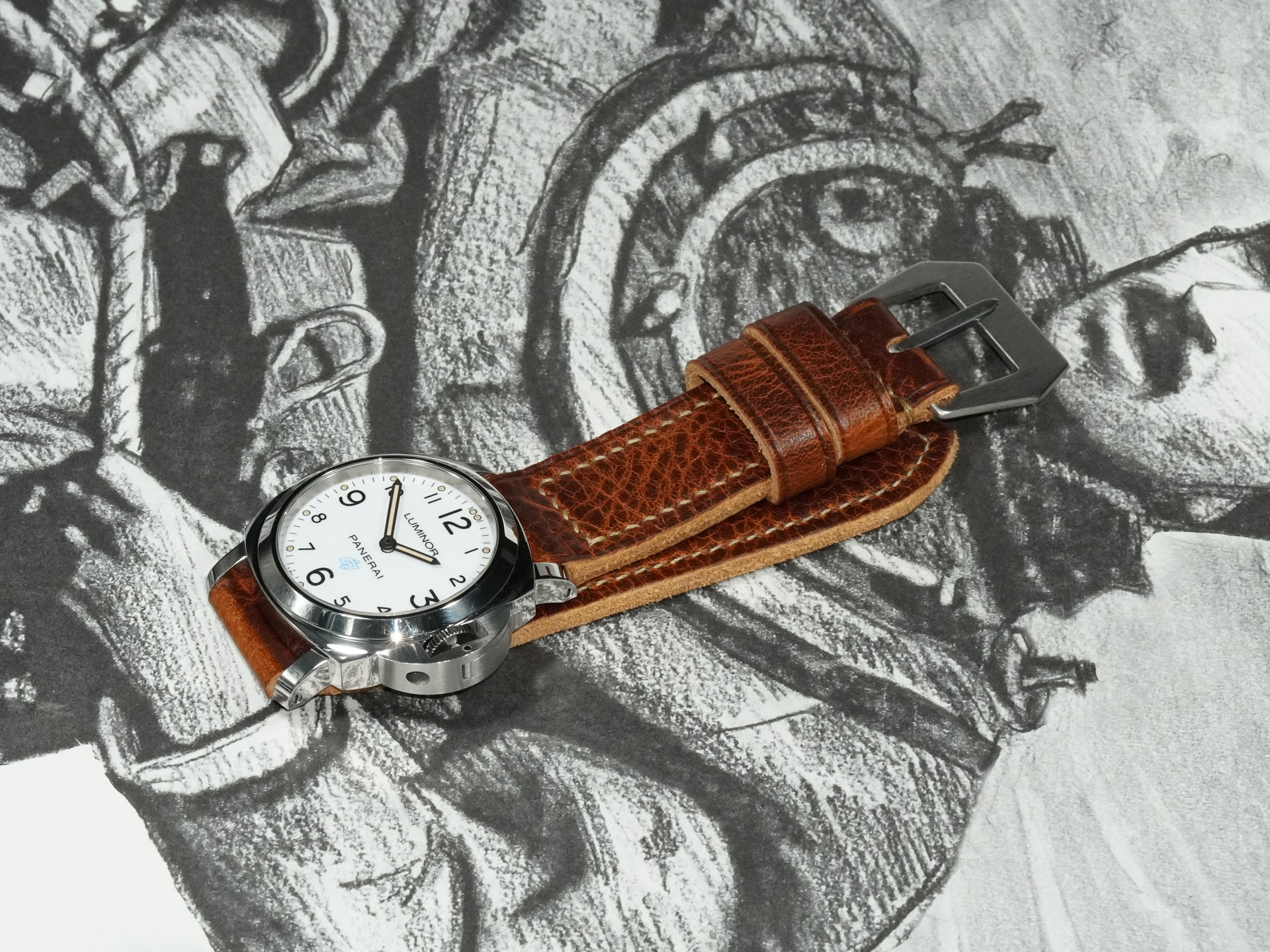 thick brown Panerai strap 44mm paired with PAM00775