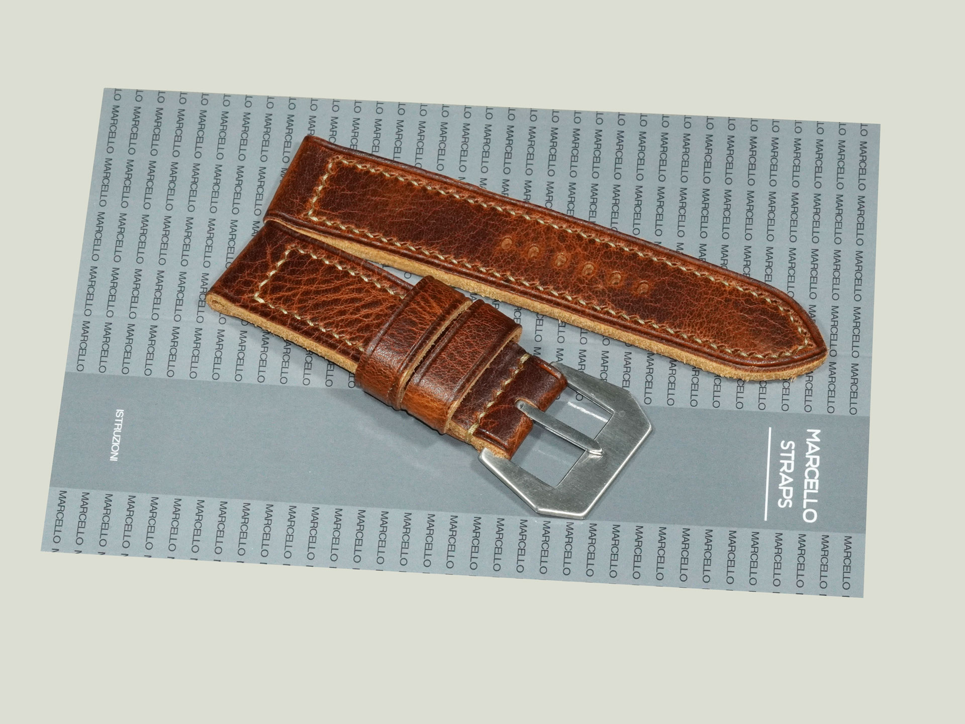brushed buckle on thick brown Panerai strap 44mm