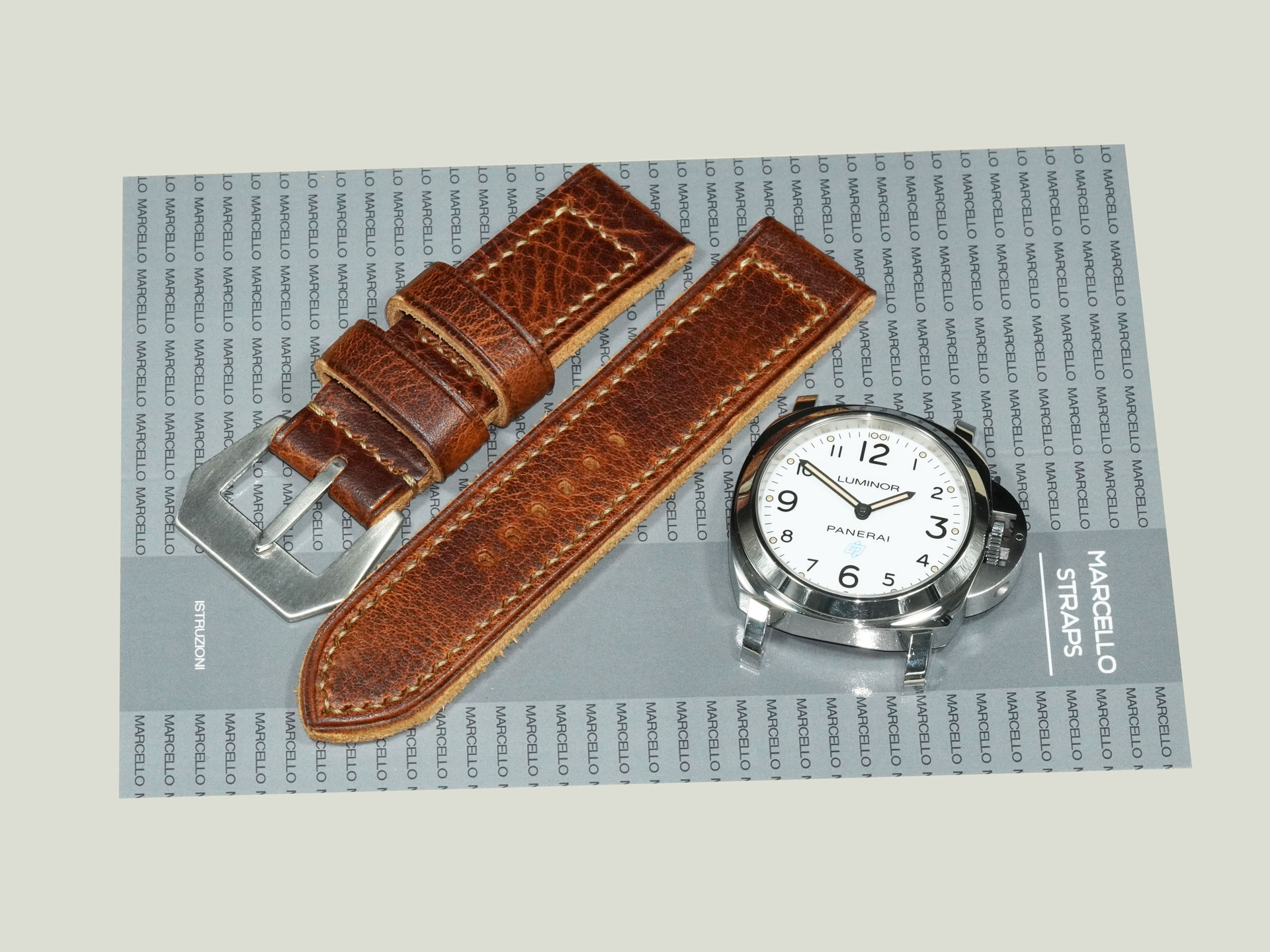 floating keeper thick brown Panerai strap 44mm