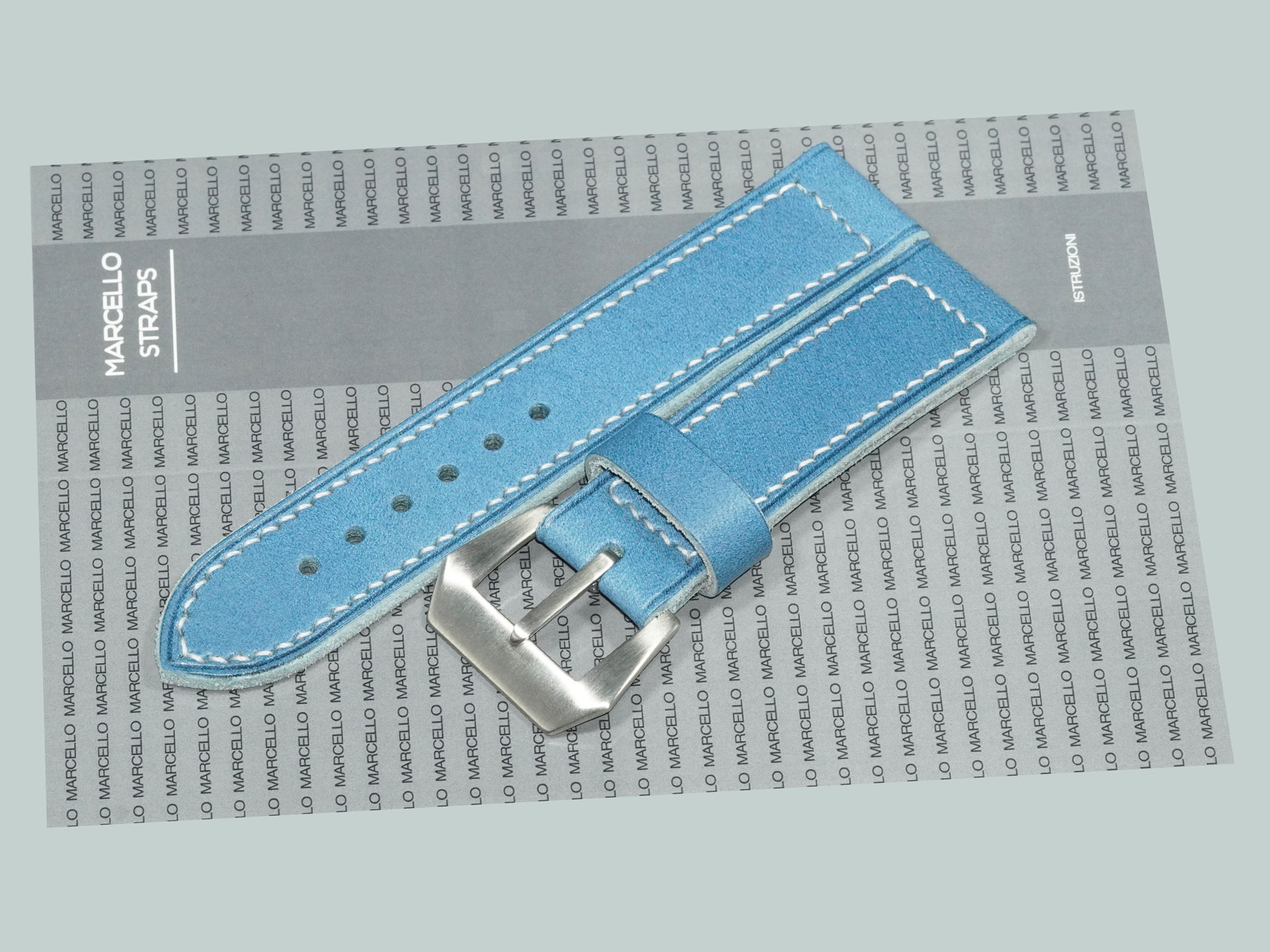 Classic blue Panerai strap with two floating keepers for adjustment