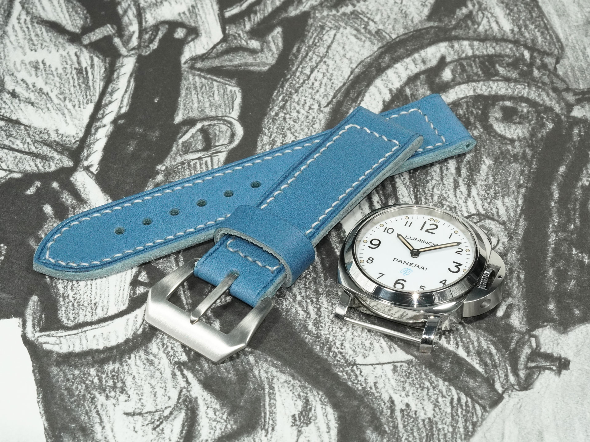 Premium blue Panerai strap designed for 44mm Luminor watches
