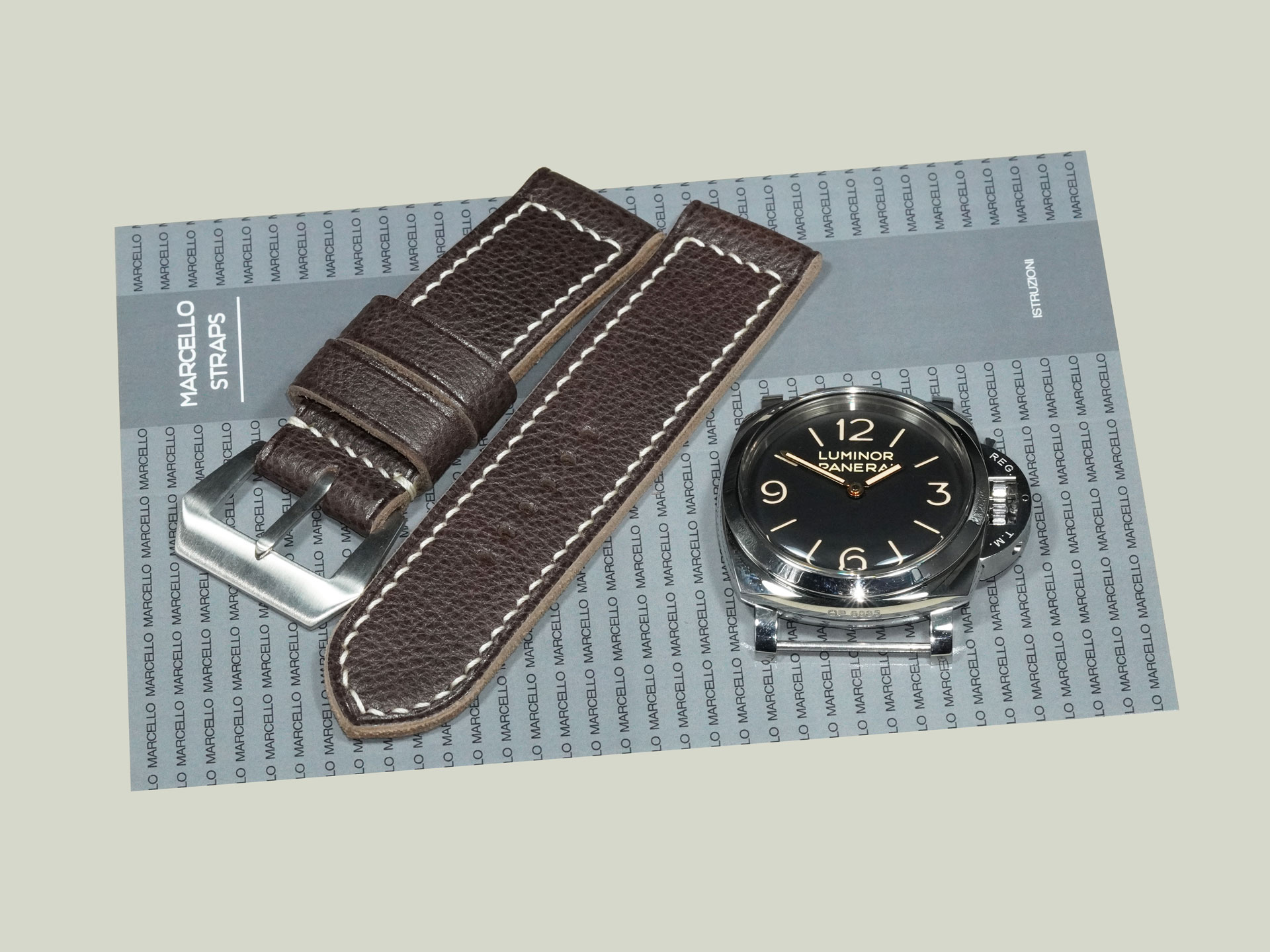 espresso brown Panerai 47mm strap creased edges