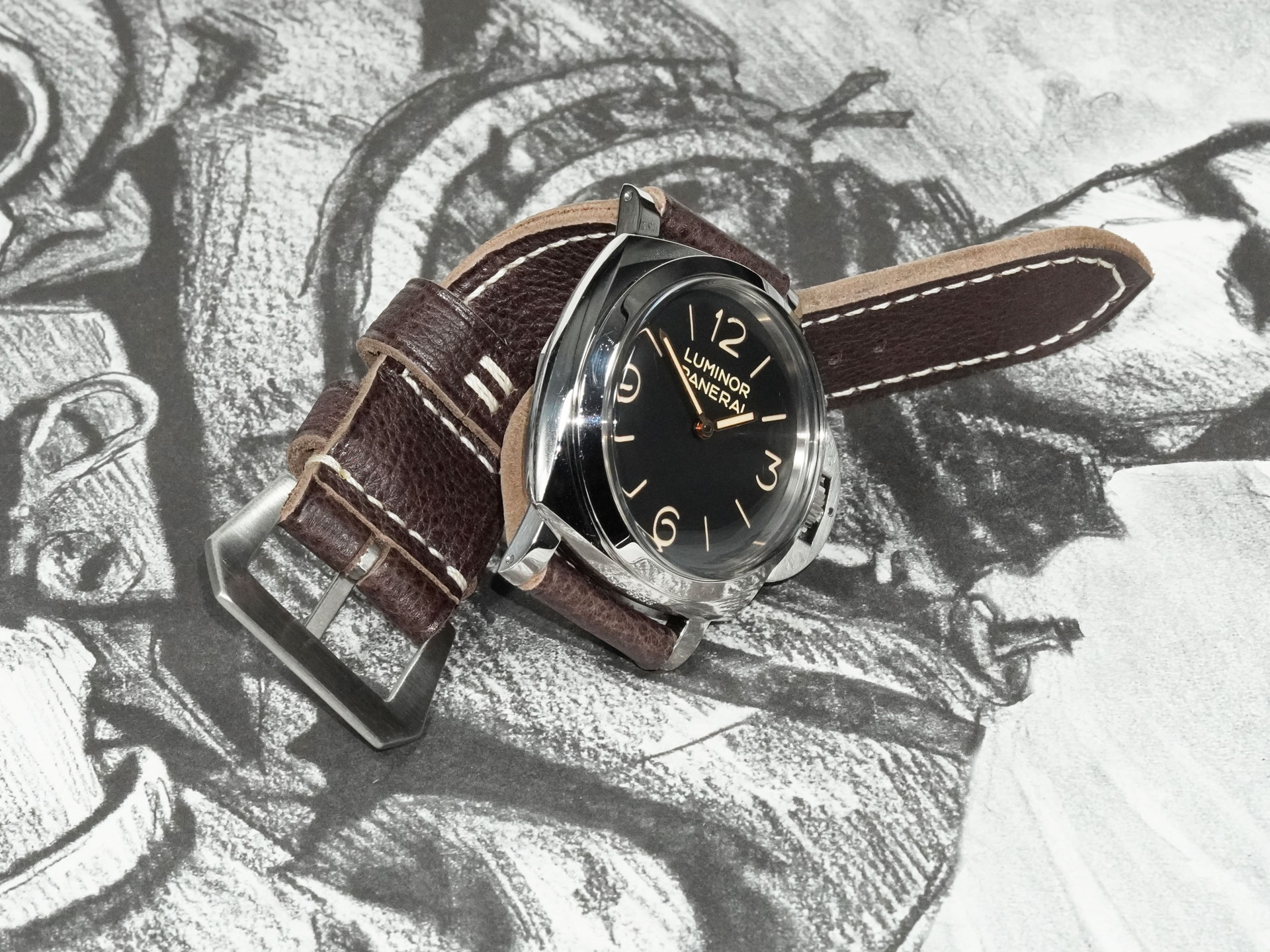 espresso brown Panerai strap 47mm soft leather