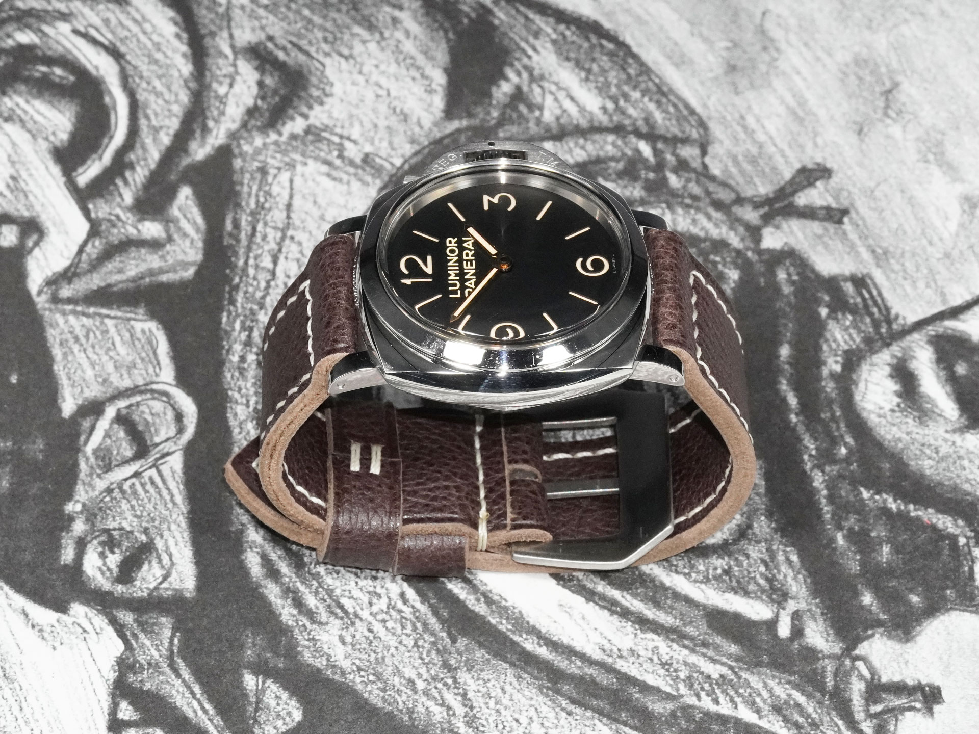 espresso brown Panerai strap handmade 47mm case fit