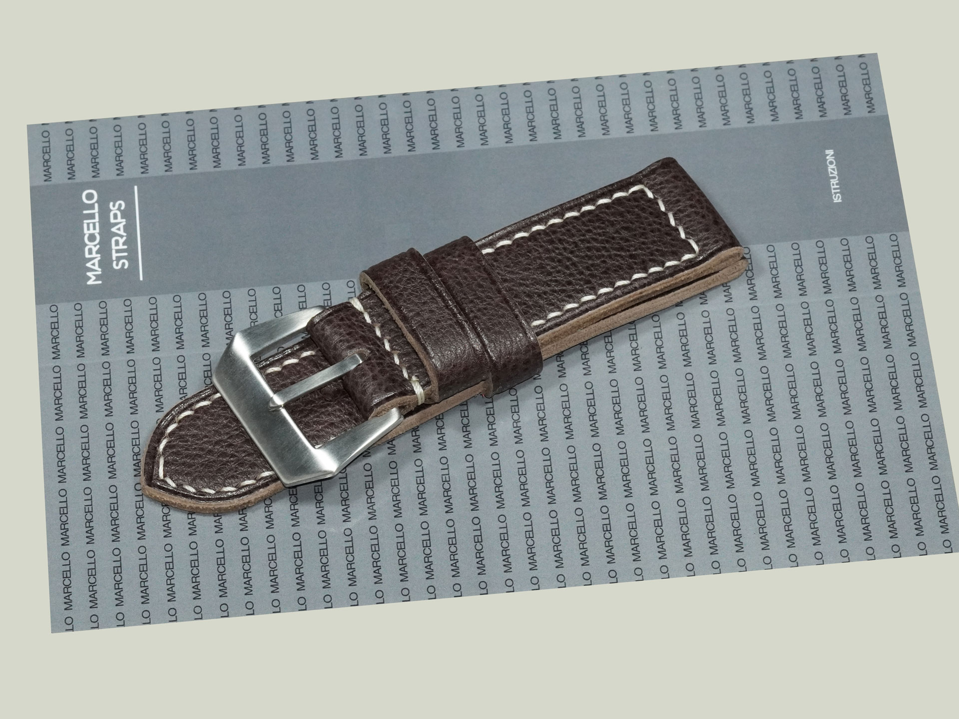espresso brown Panerai strap with ivory stitching 47mm