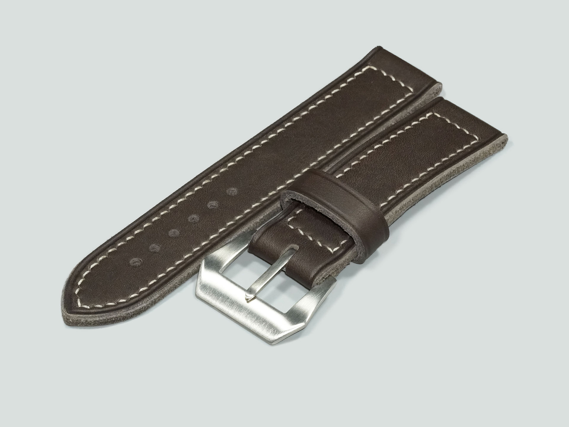 Matte finish Black Pre-V Panerai Strap shown flat with buckle attached