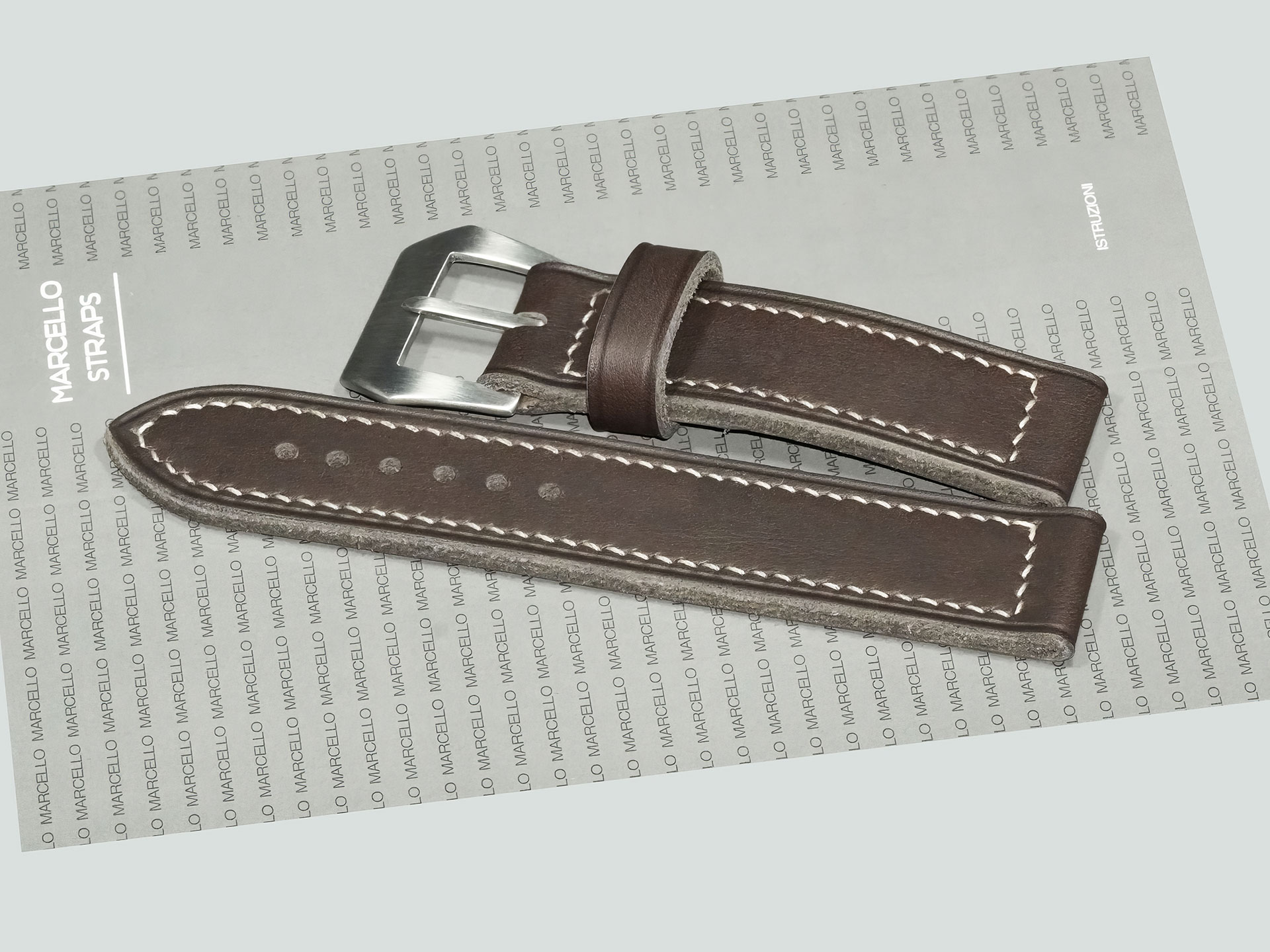 Black Pre-V Panerai Strap en cuir tannage chrome, largeur 24/24mm, épaisseur 4.3mm